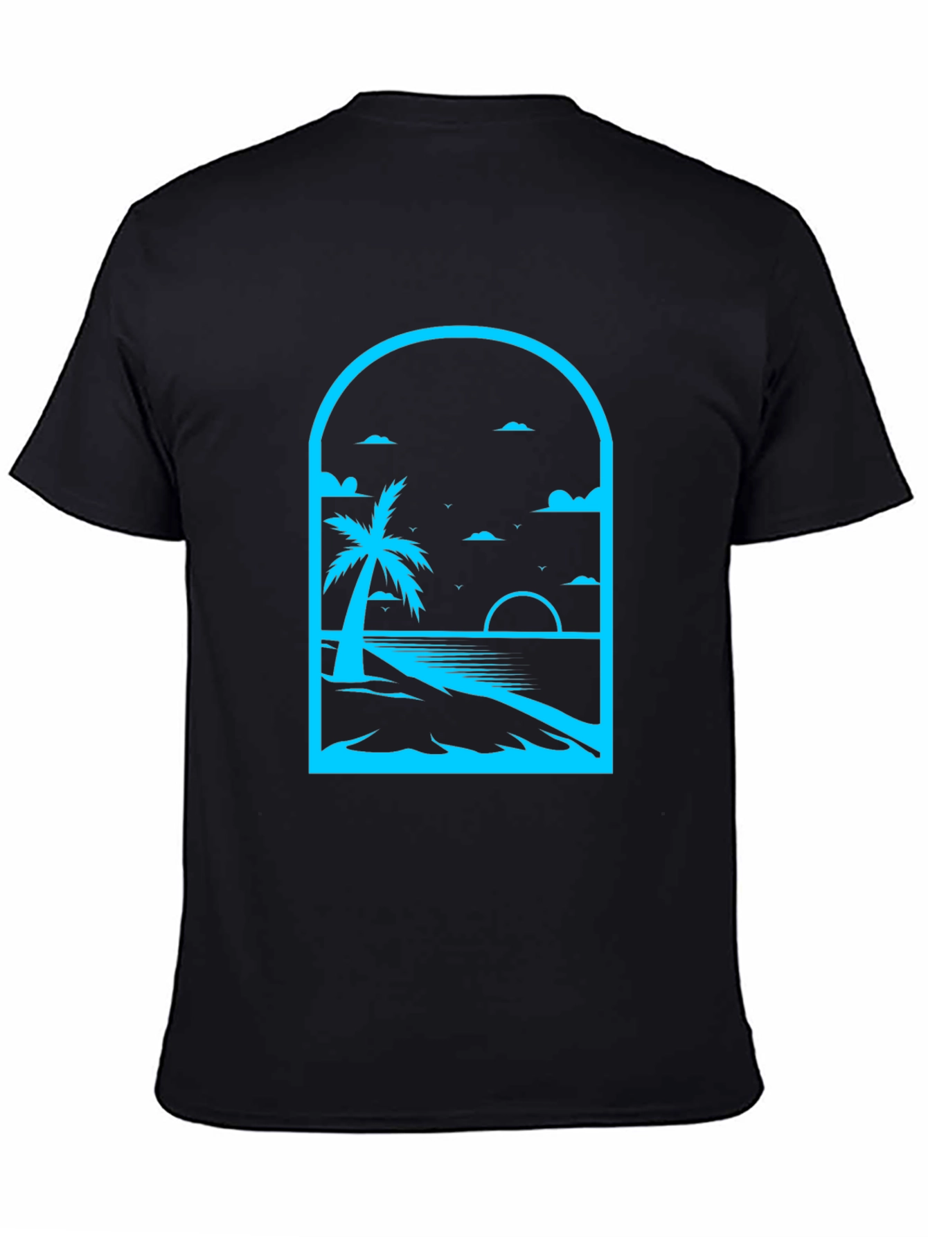 Palm Tree Beach Graphic Tee - Black