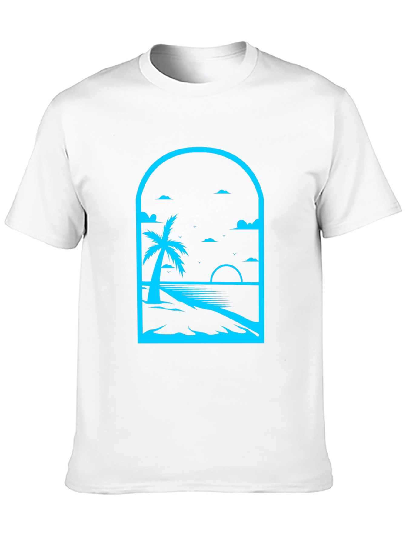 Palm Tree Beach Graphic Tee - Black