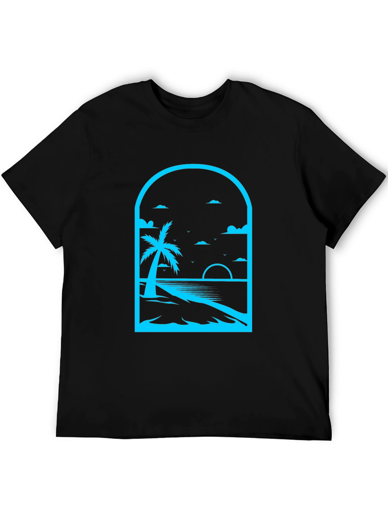 Palm Tree Beach Graphic Tee - Black