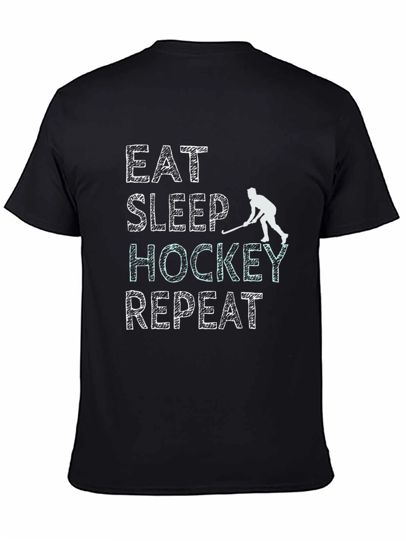 Eat Sleep Hockey Repeat Black T-Shirt