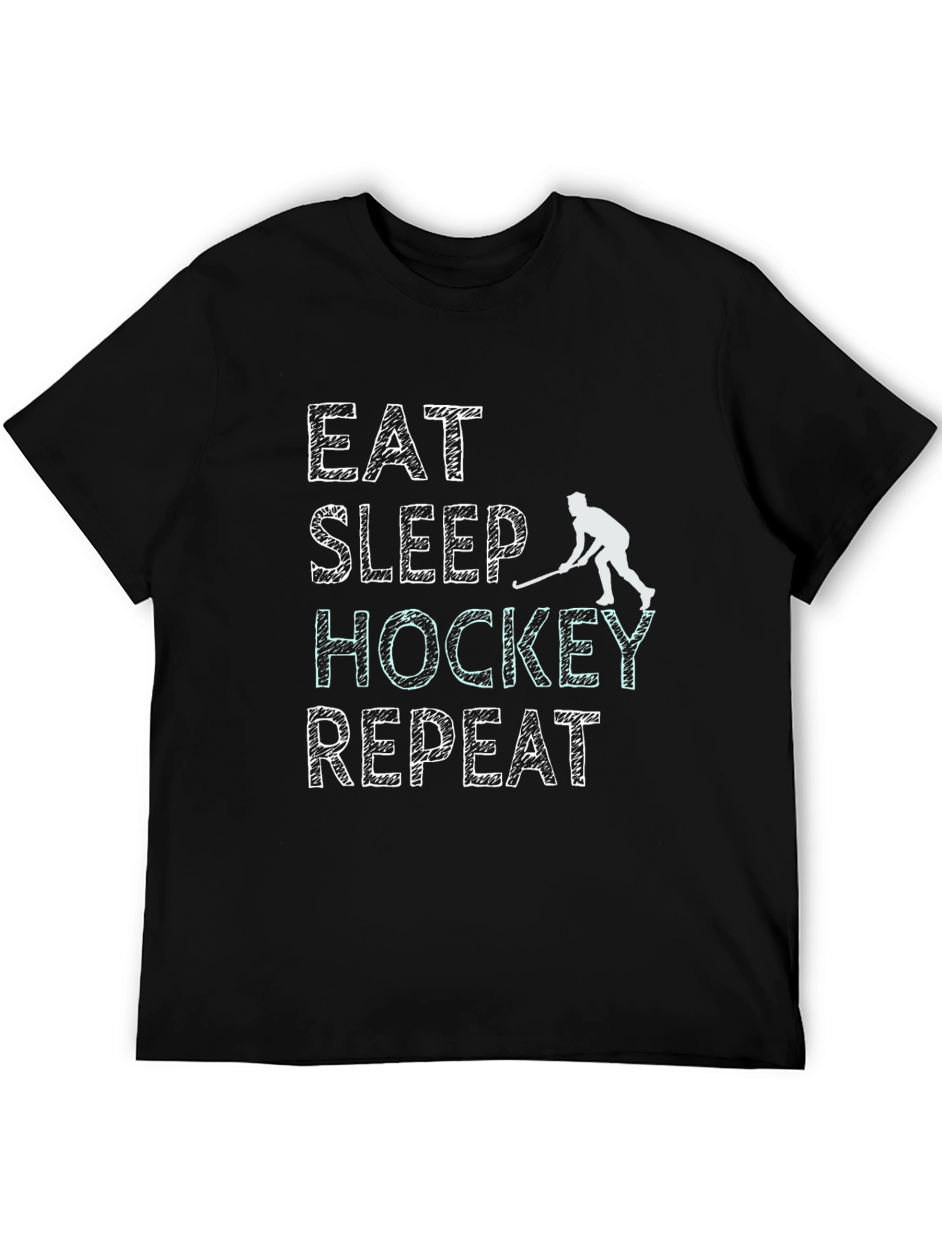 Eat Sleep Hockey Repeat Black T-Shirt