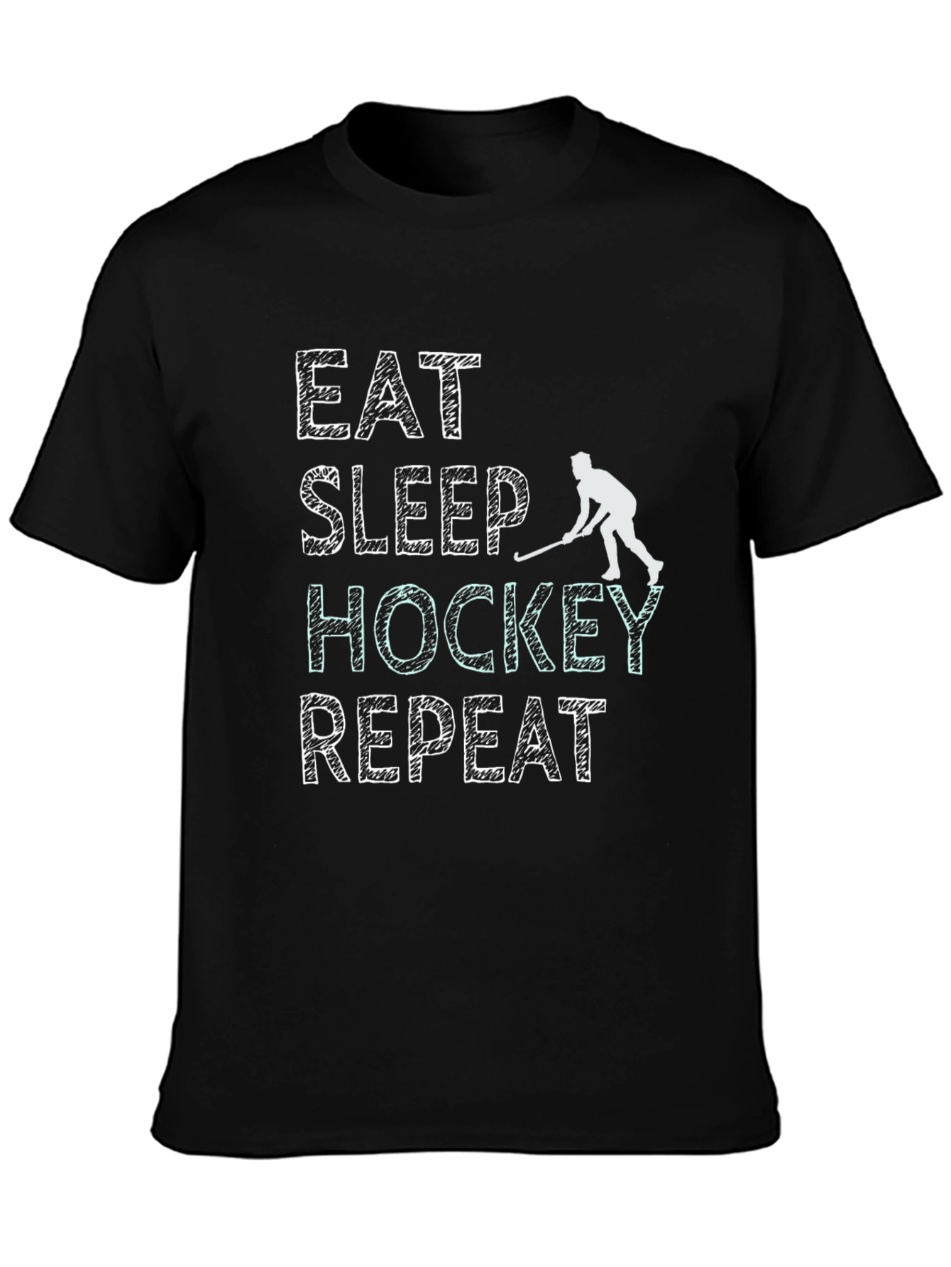 Eat Sleep Hockey Repeat Black T-Shirt