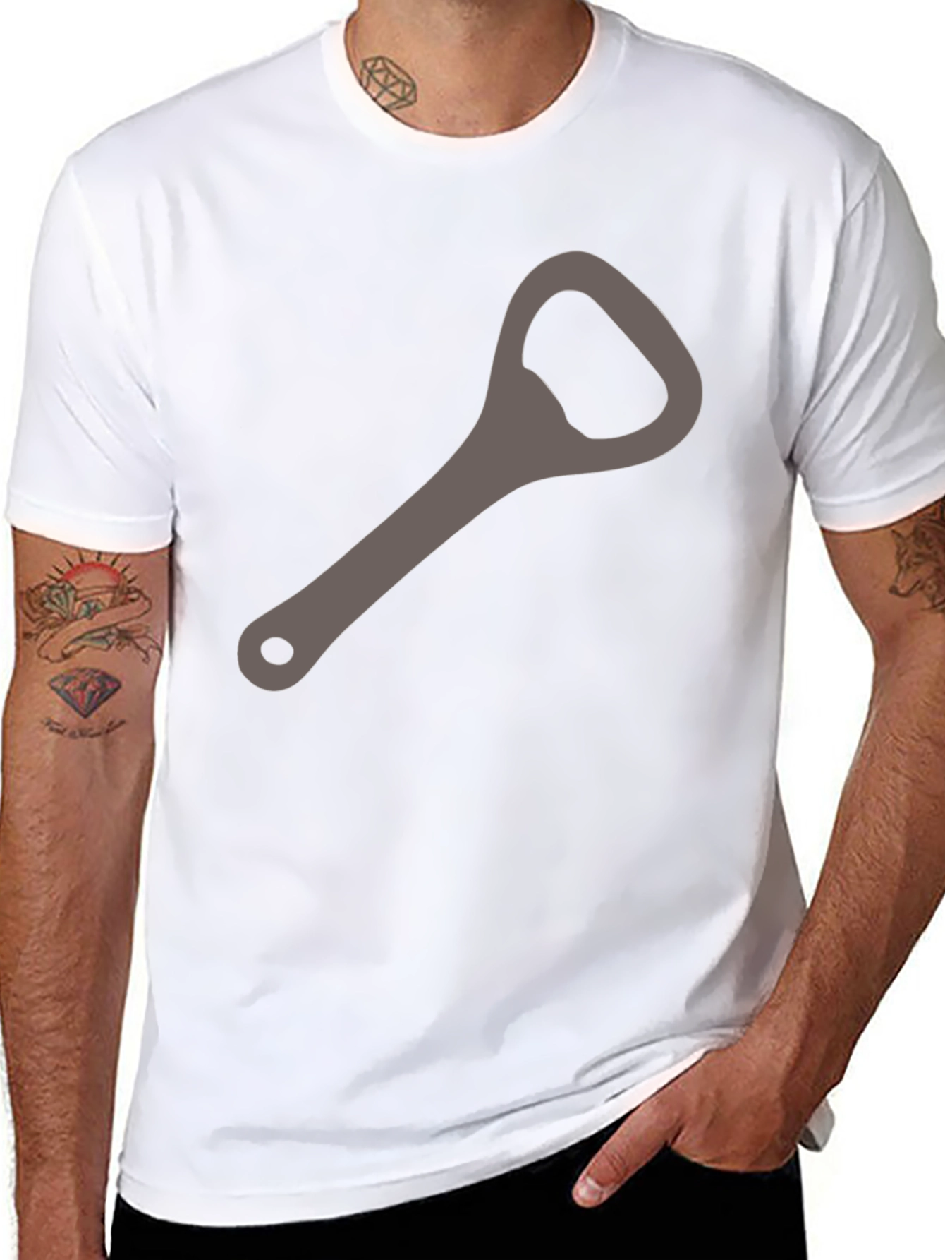 Bottle Opener Graphic Tee - Casual Black Shirt
