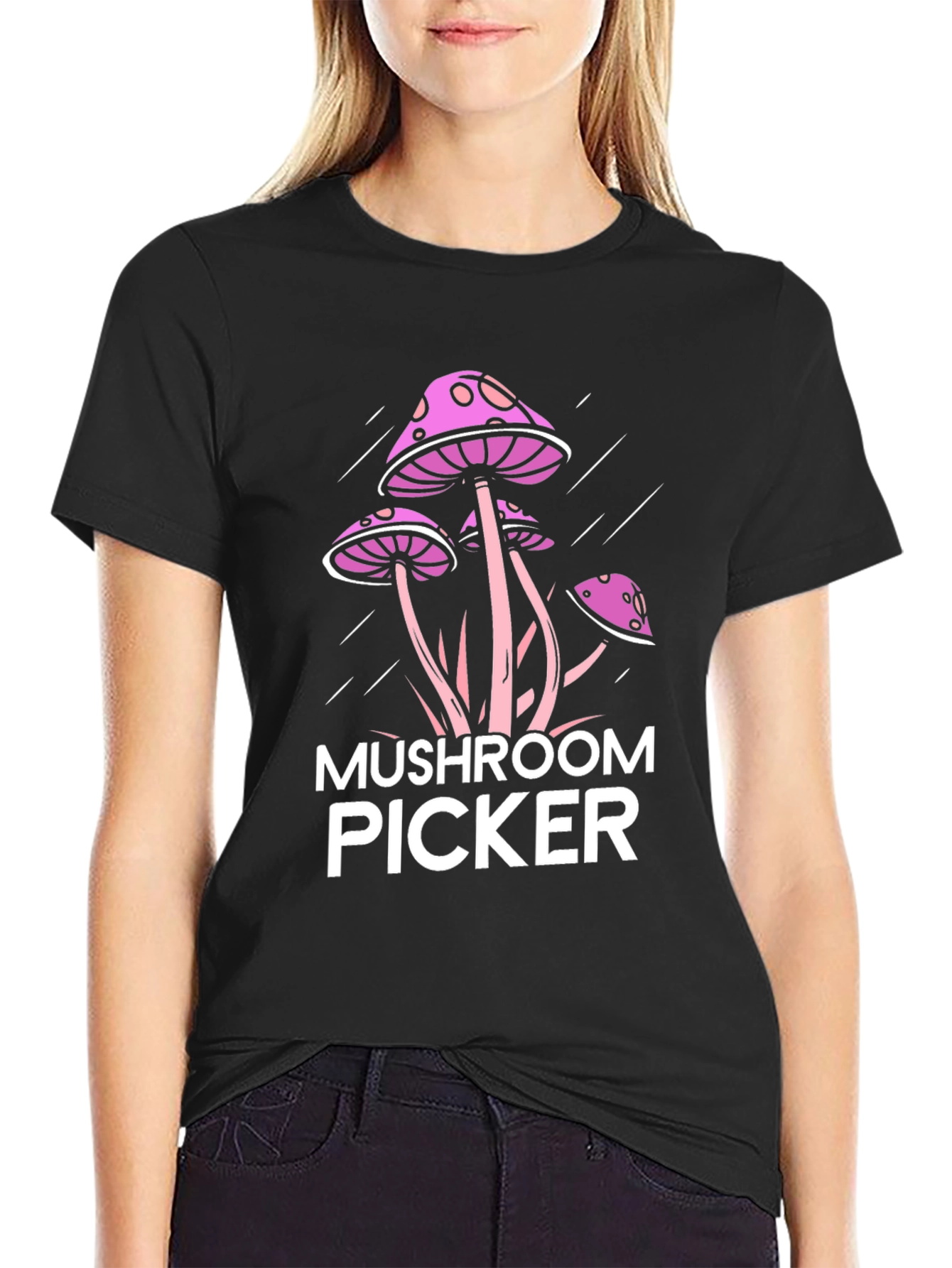 Mushroom Picker Black Graphic Tee