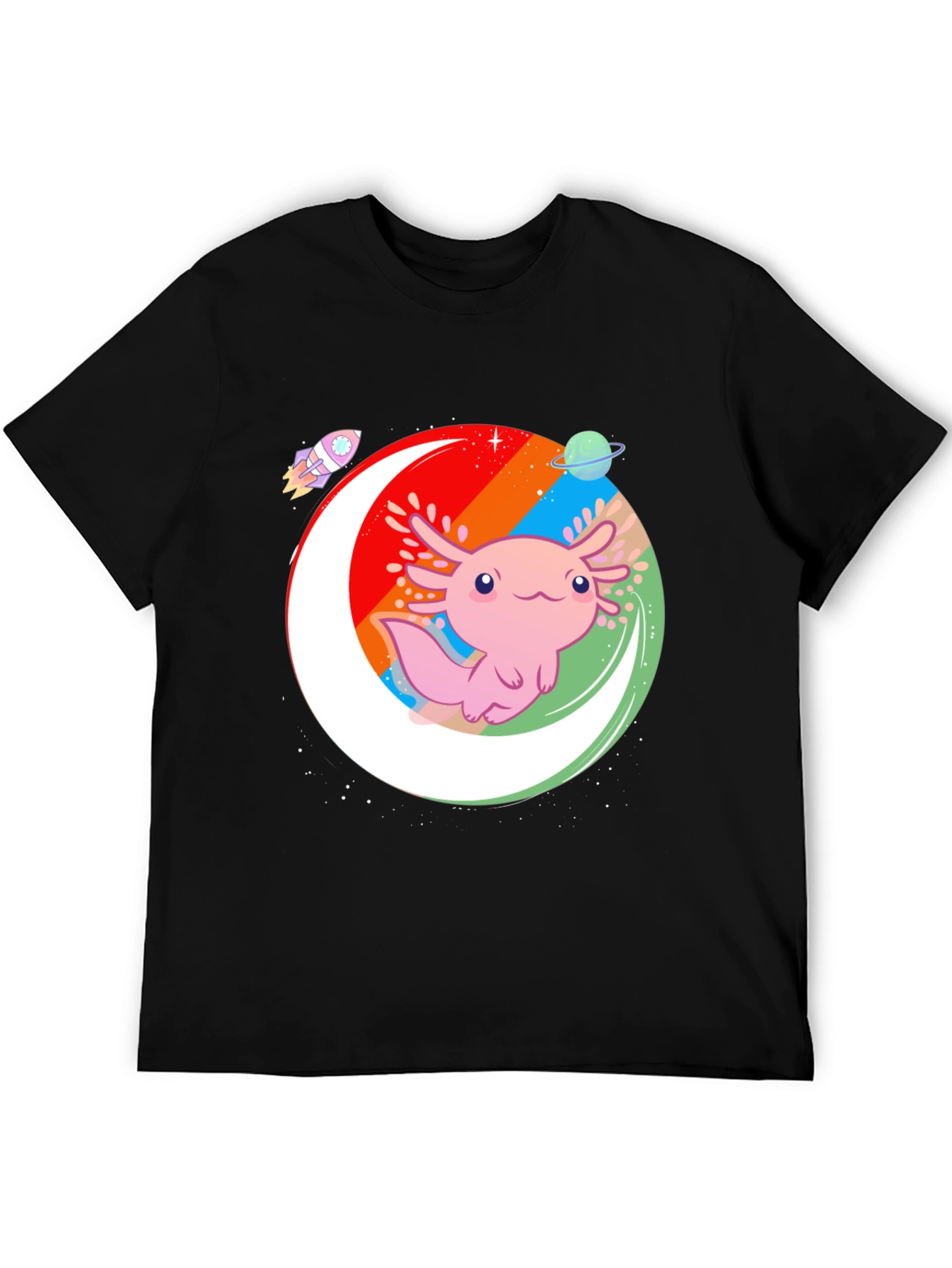 Axolotl Galaxy Black T-Shirt