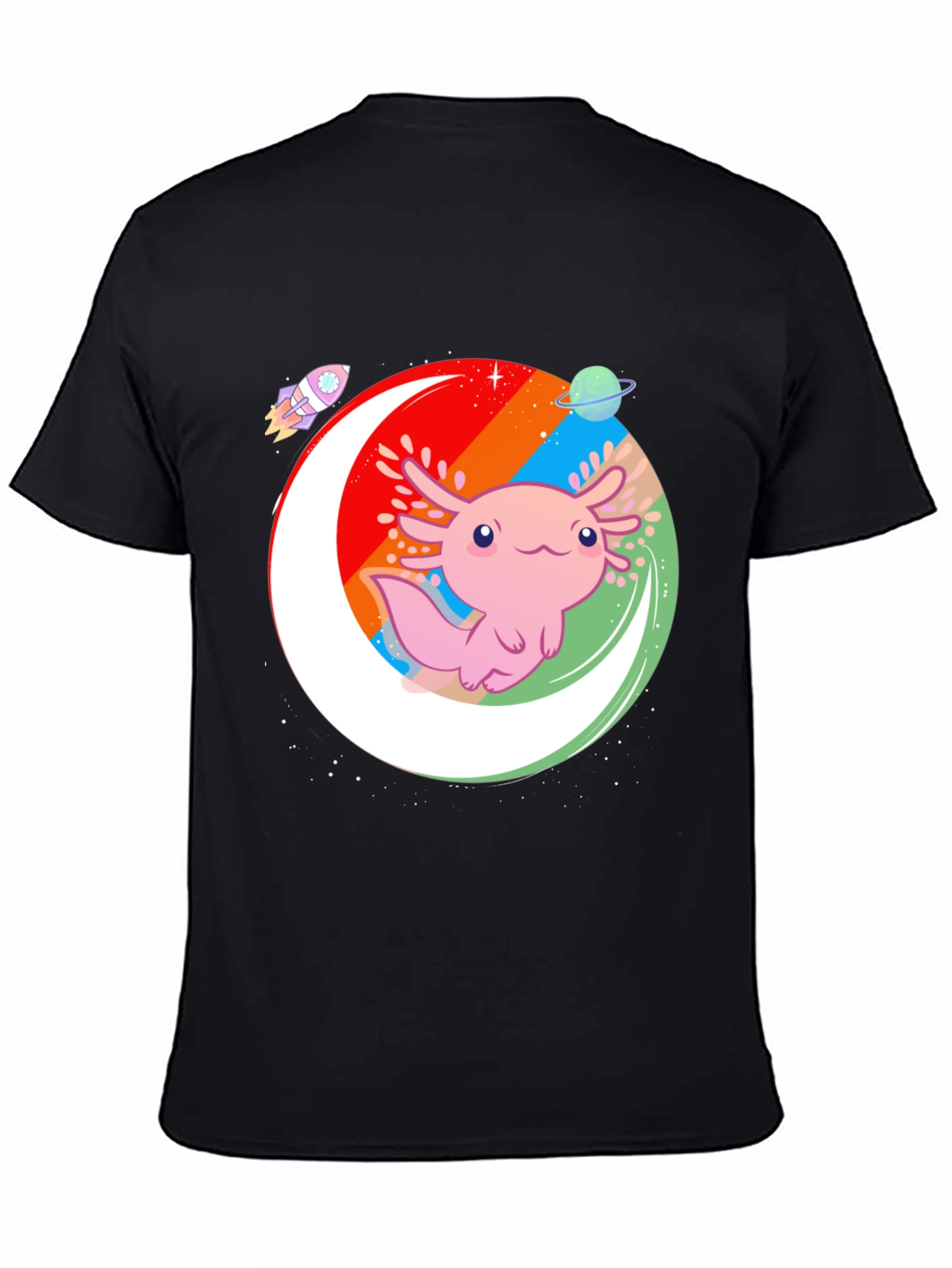 Axolotl Galaxy Black T-Shirt