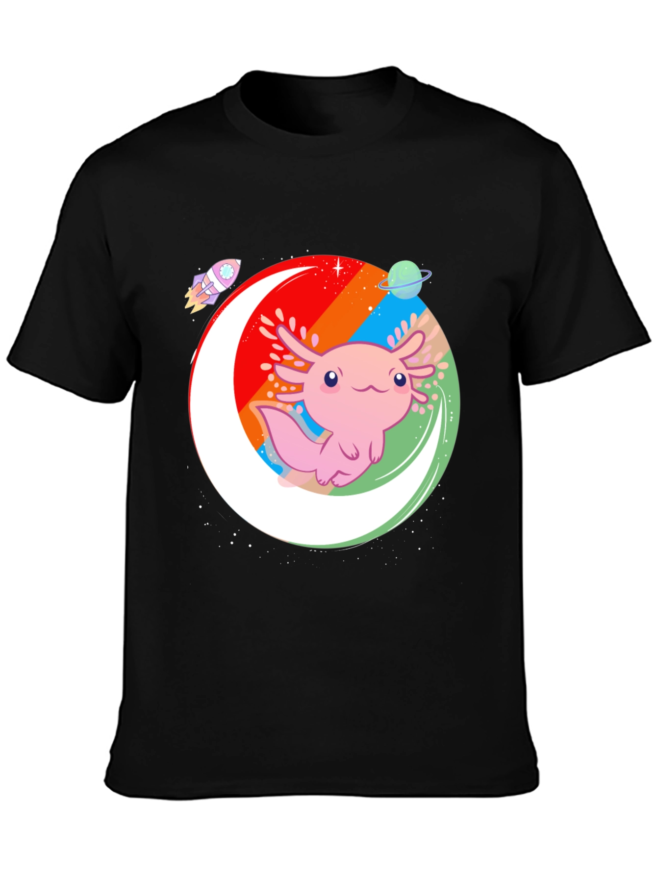 Axolotl Galaxy Black T-Shirt