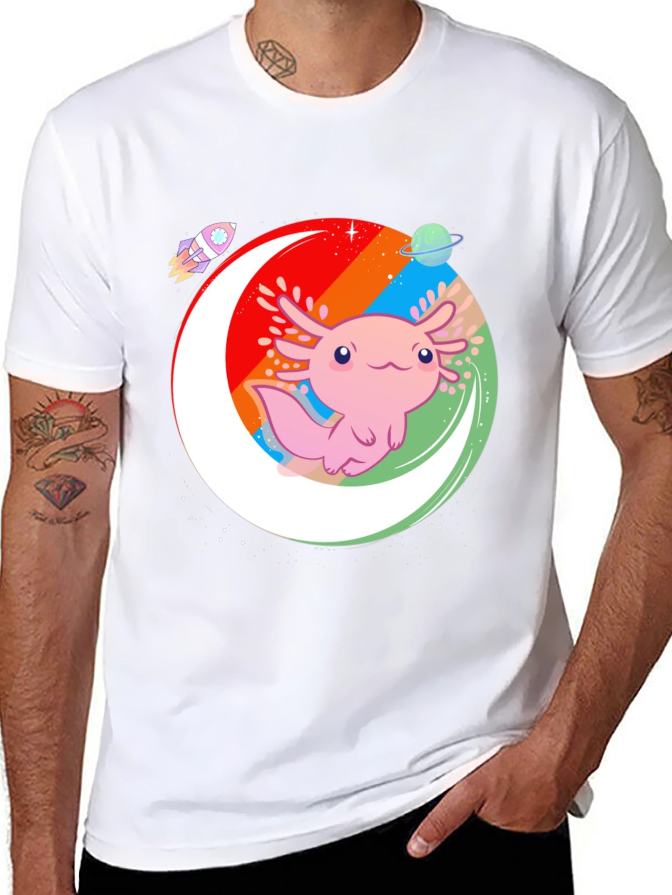 Axolotl Galaxy Black T-Shirt