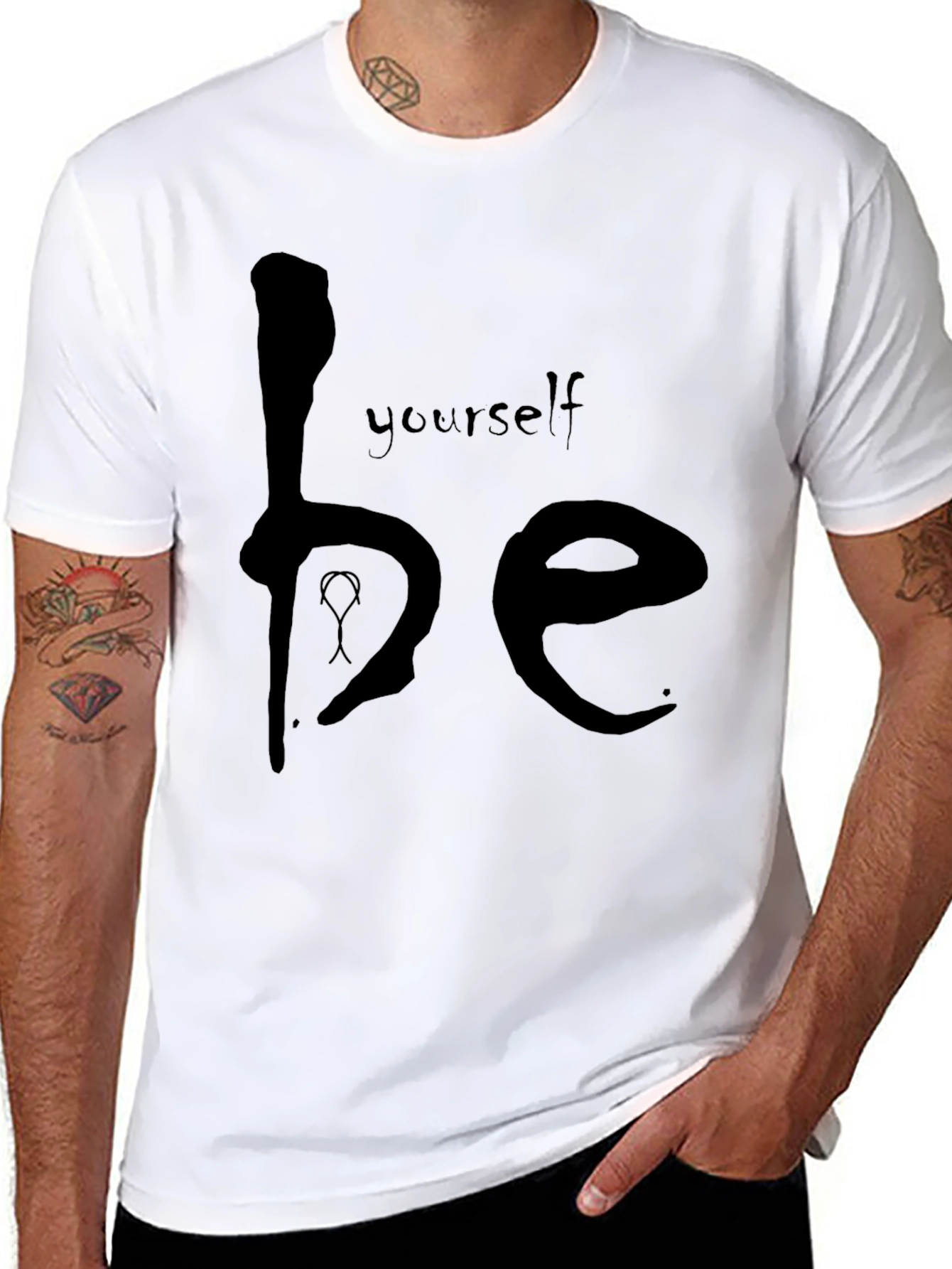 Be Yourself Graphic Tee - Black Cotton Casual Shirt