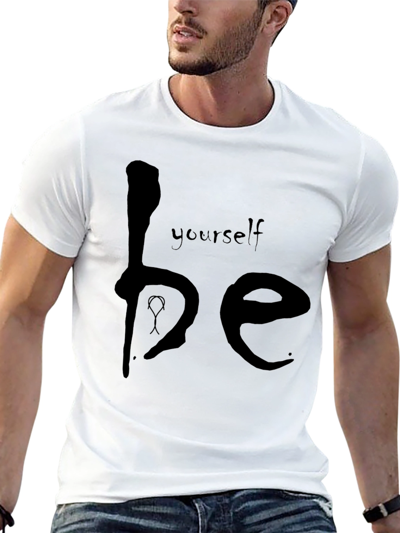 Be Yourself Graphic Tee - Black Cotton Casual Shirt