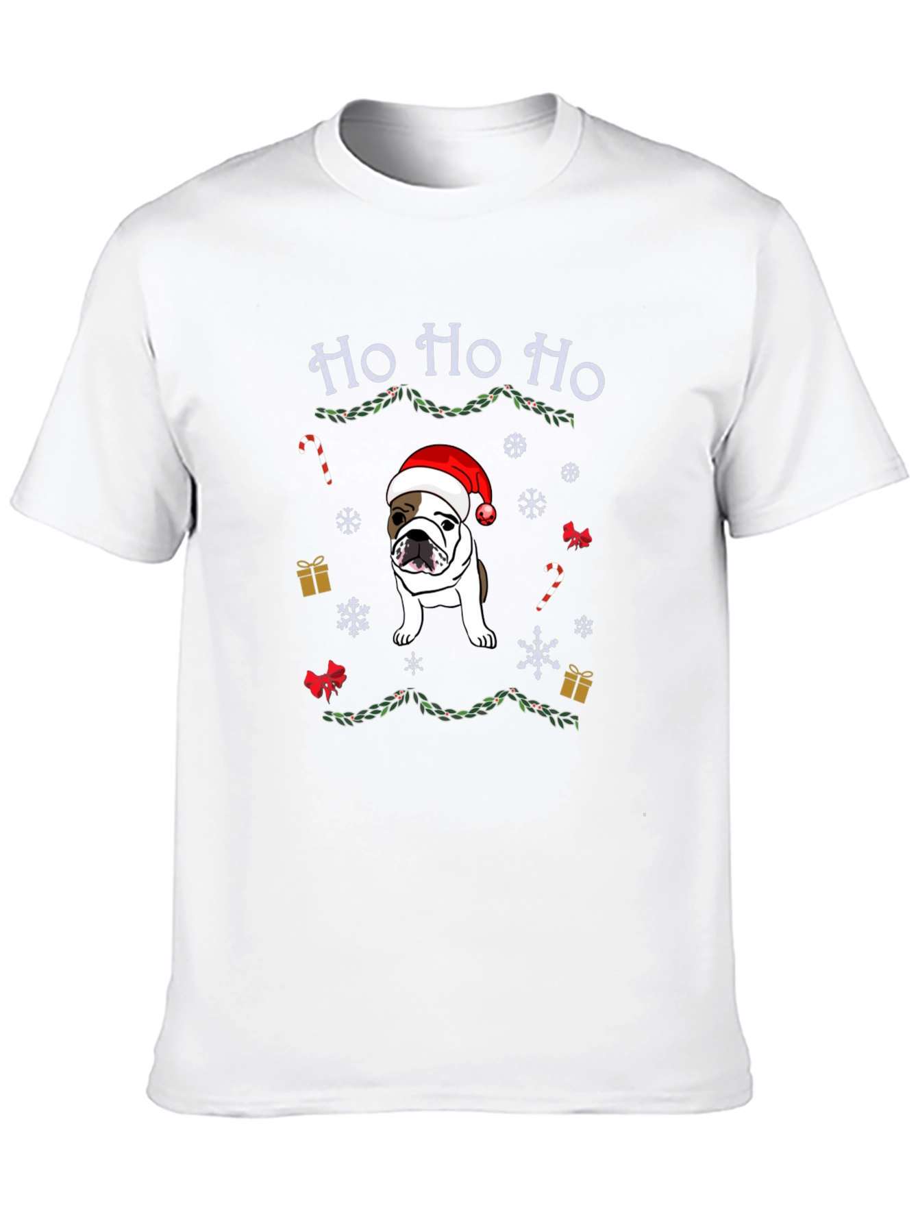 Christmas Bulldog Tee - Ho Ho Ho Holiday Shirt