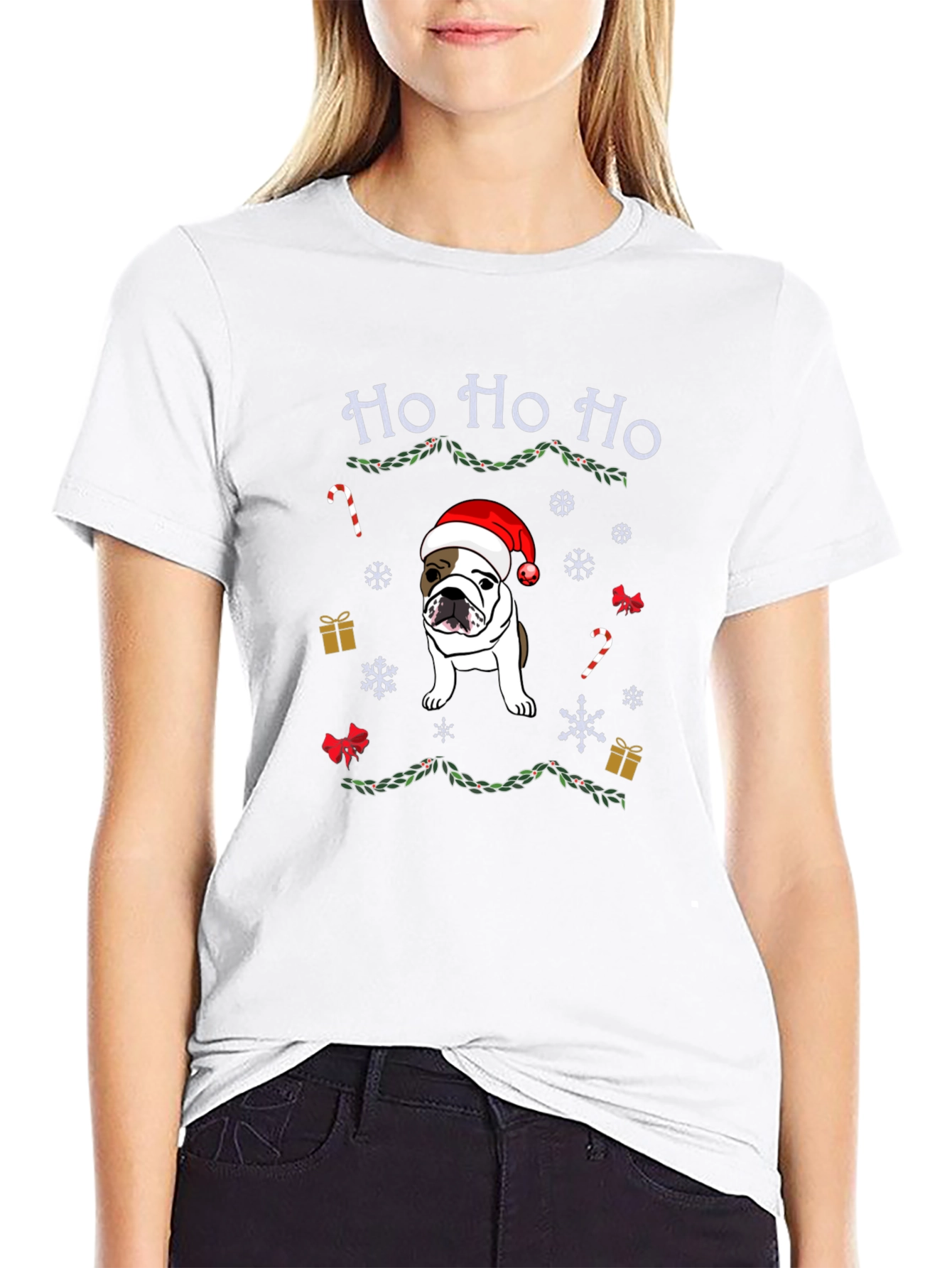 Christmas Bulldog Tee - Ho Ho Ho Holiday Shirt