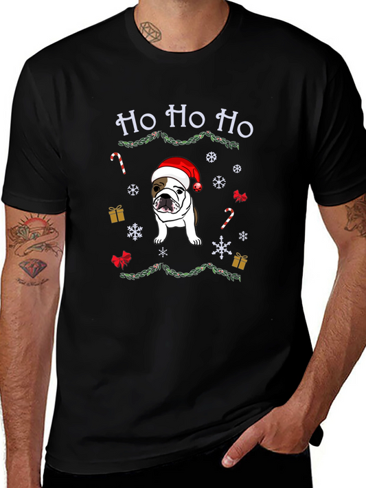 Christmas Bulldog Tee - Ho Ho Ho Holiday Shirt