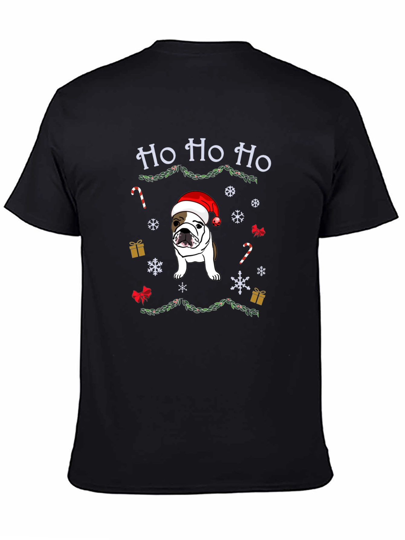 Christmas Bulldog Tee - Ho Ho Ho Holiday Shirt