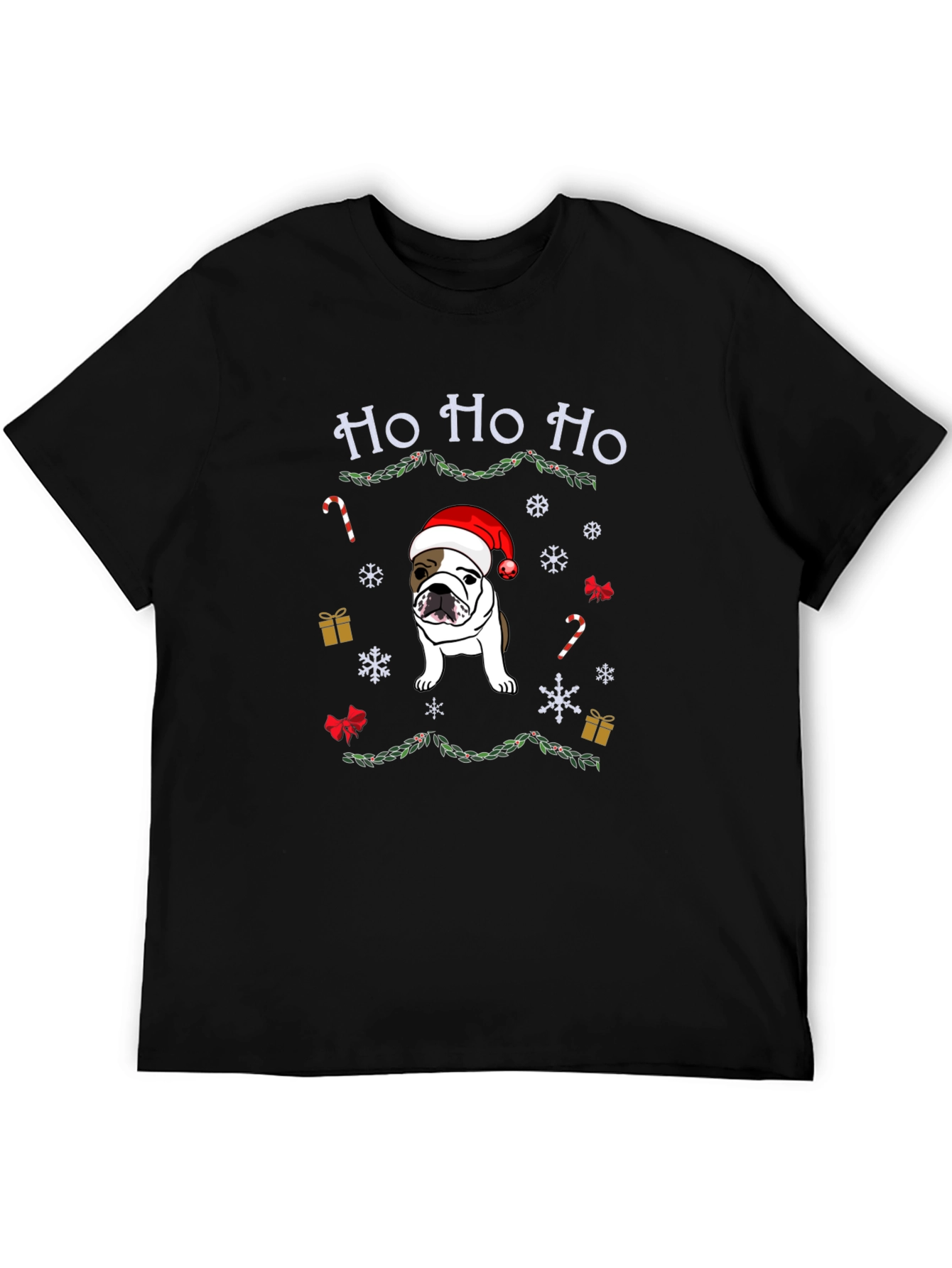Christmas Bulldog Tee - Ho Ho Ho Holiday Shirt