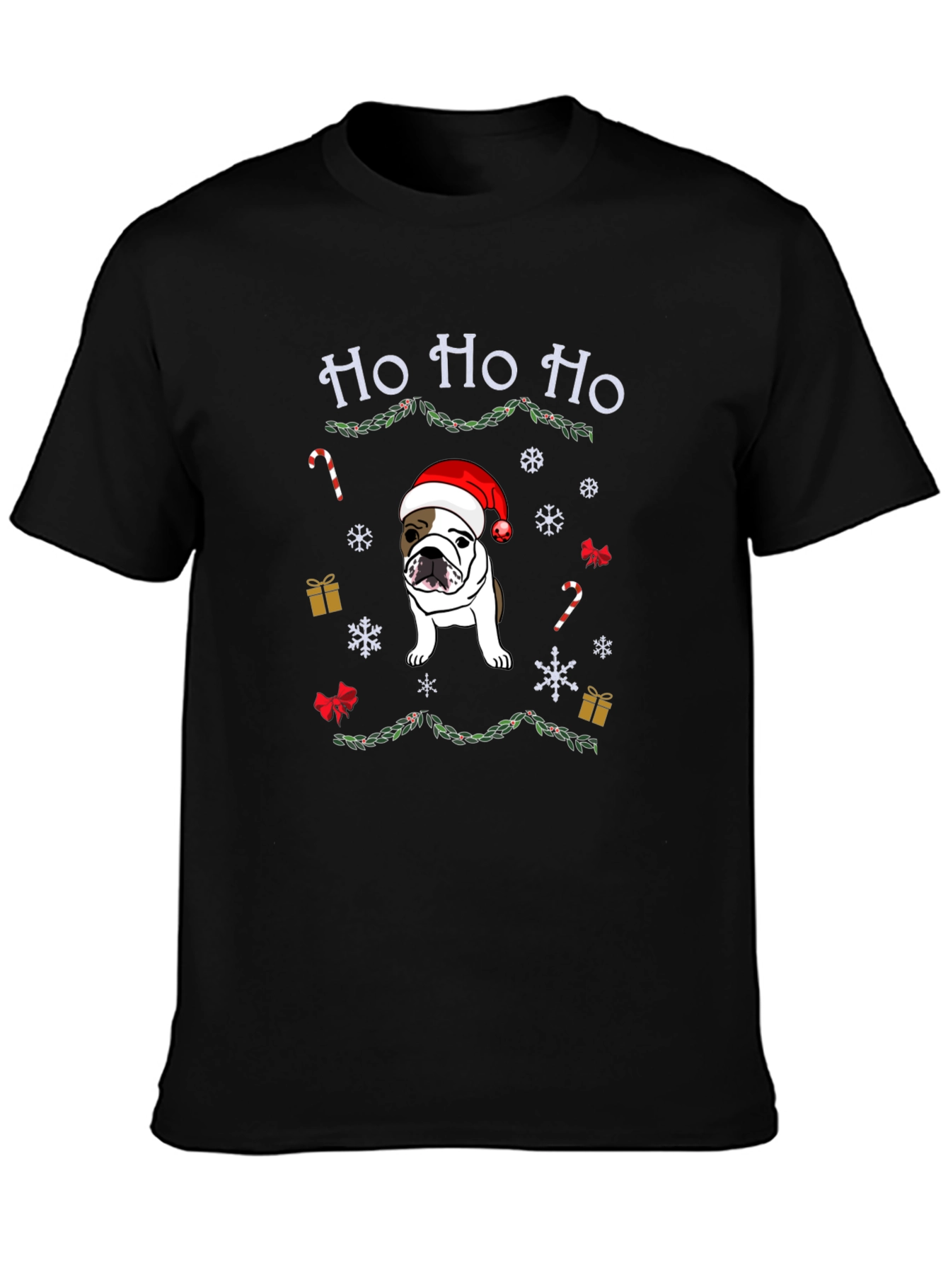 Christmas Bulldog Tee - Ho Ho Ho Holiday Shirt