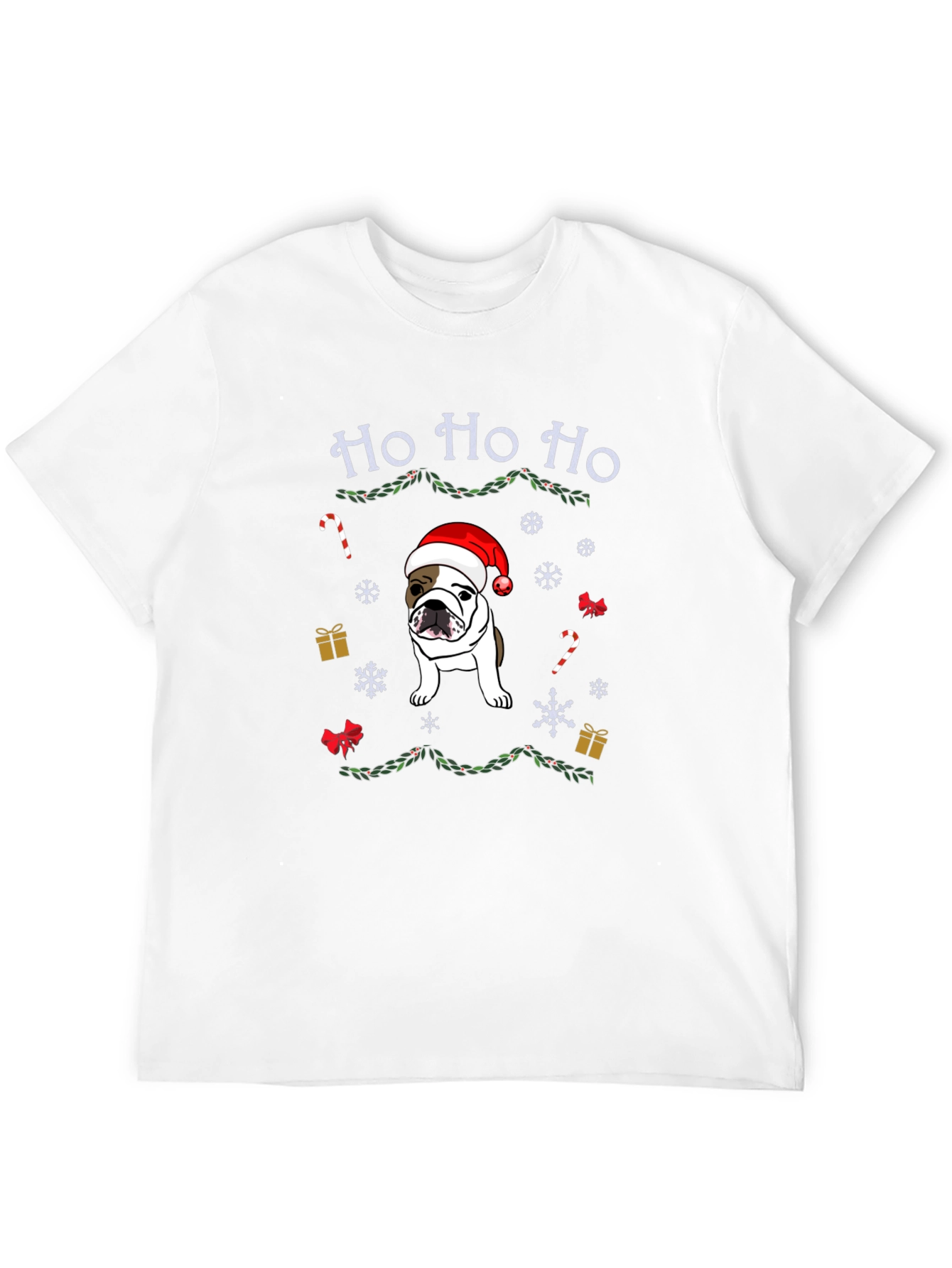 Christmas Bulldog Tee - Ho Ho Ho Holiday Shirt