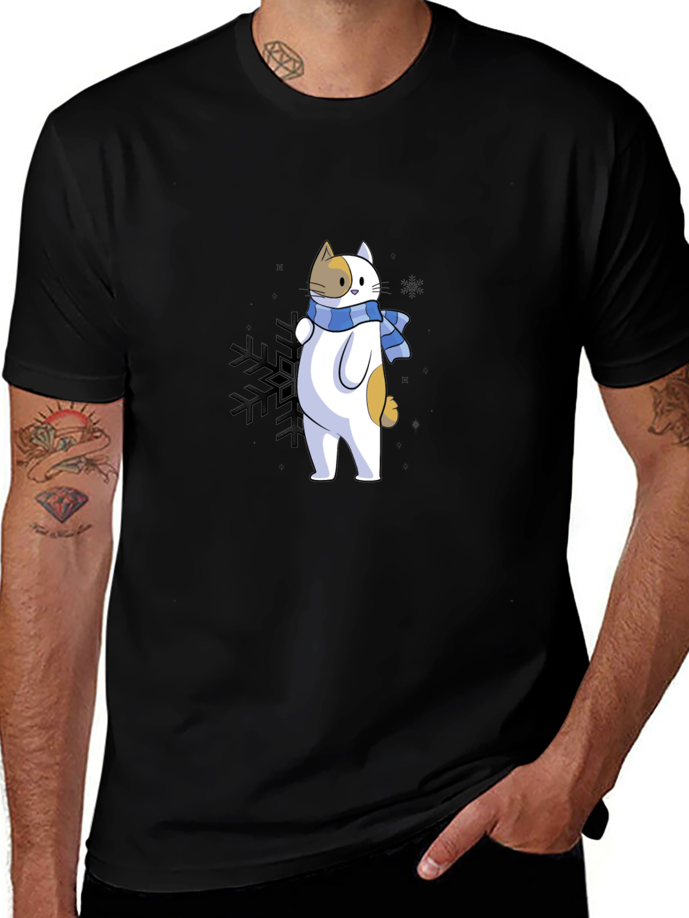 Cat with Scarf Graphic T-Shirt