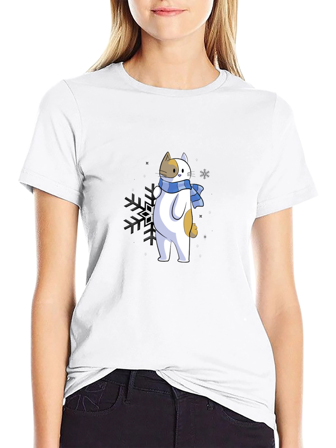Cat with Scarf Graphic T-Shirt
