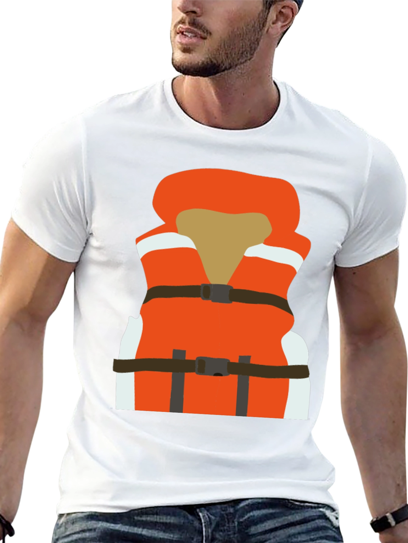 Life Vest Graphic Tee - Black Cotton T-Shirt