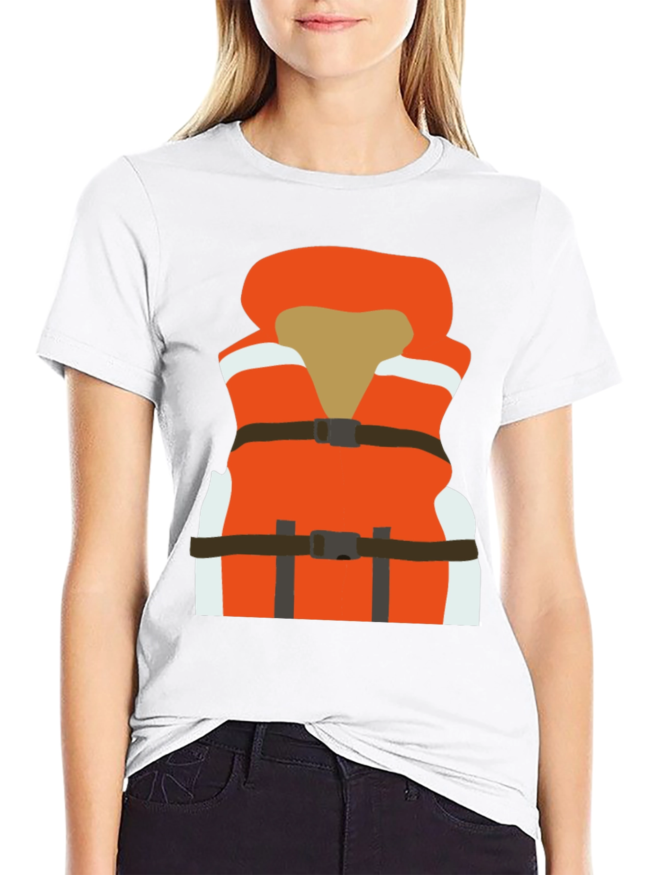 Life Vest Graphic Tee - Black Cotton T-Shirt
