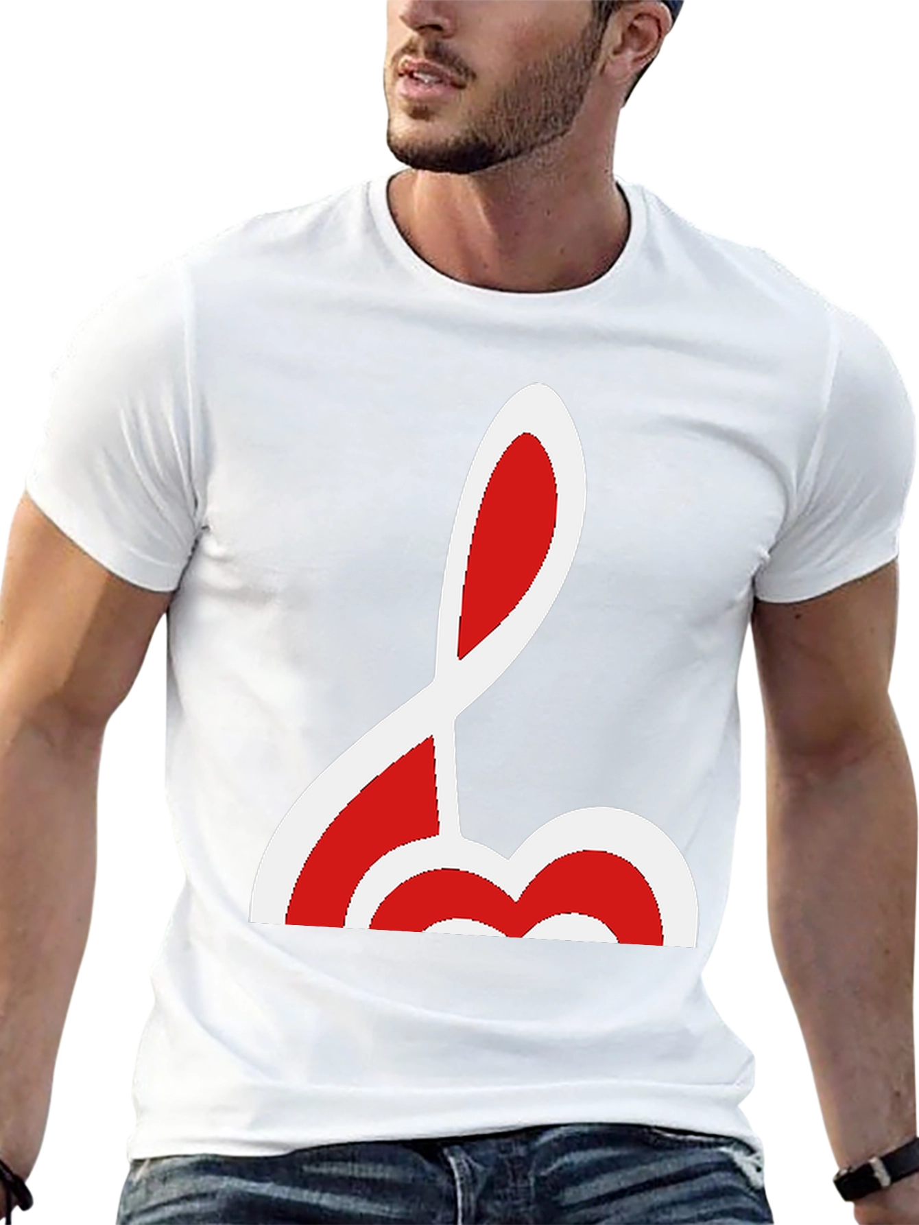 Unique Red and White Graphic Tee