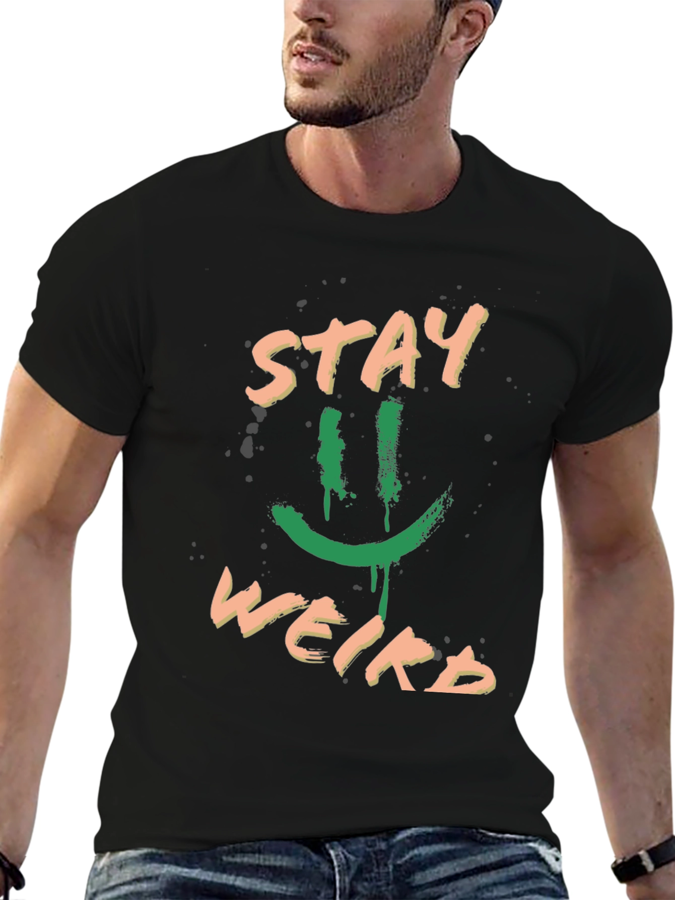 Stay Weird Graphic Tee - Trendy Black T-Shirt