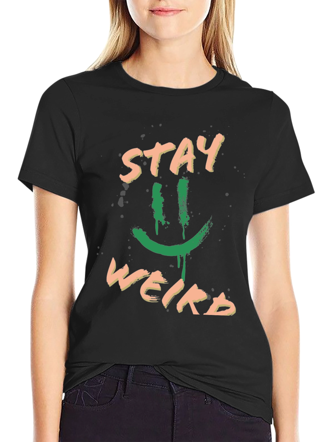 Stay Weird Graphic Tee - Trendy Black T-Shirt
