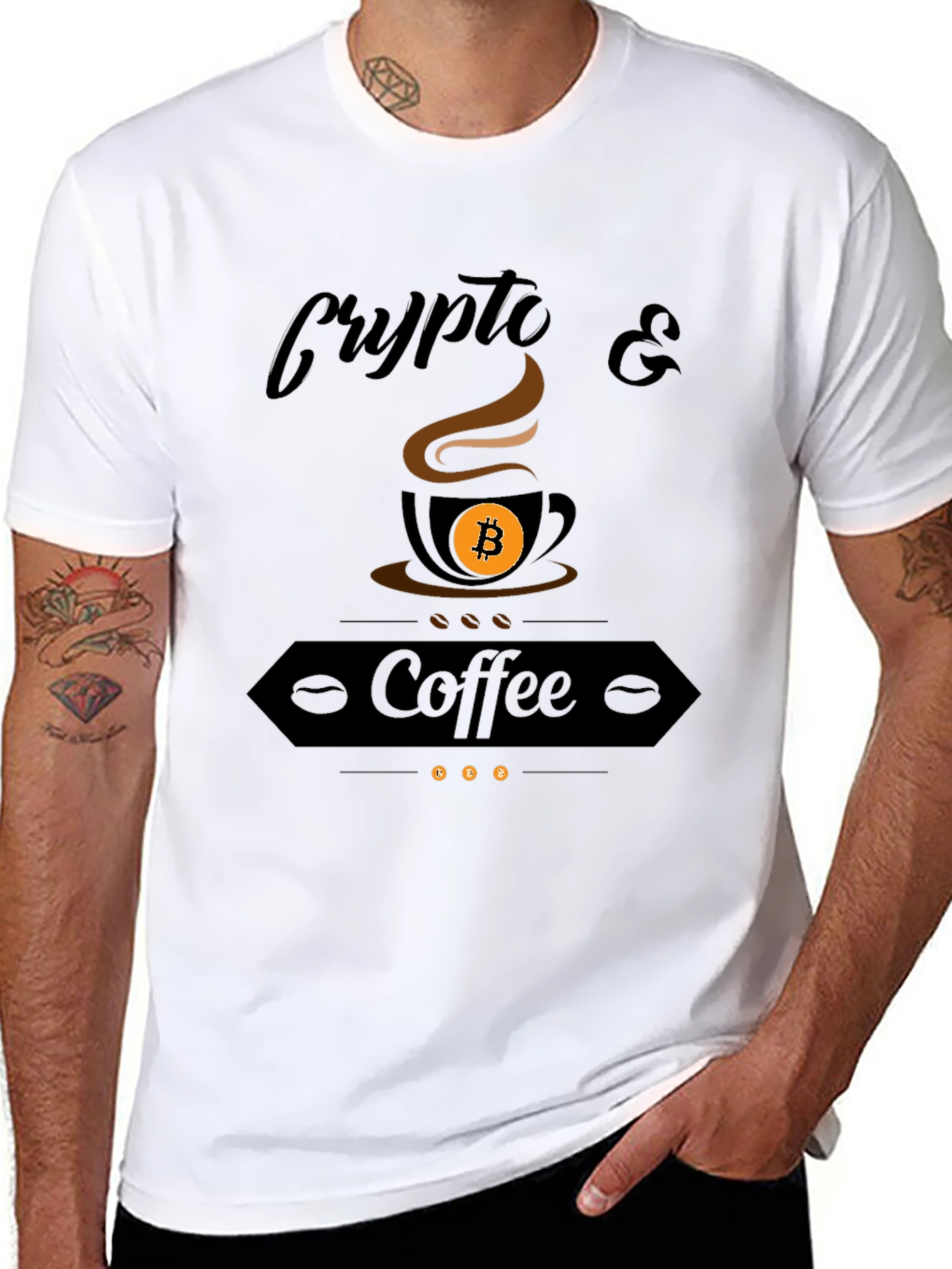 Crypto & Coffee Graphic T-Shirt - Bitcoin Lover Tee