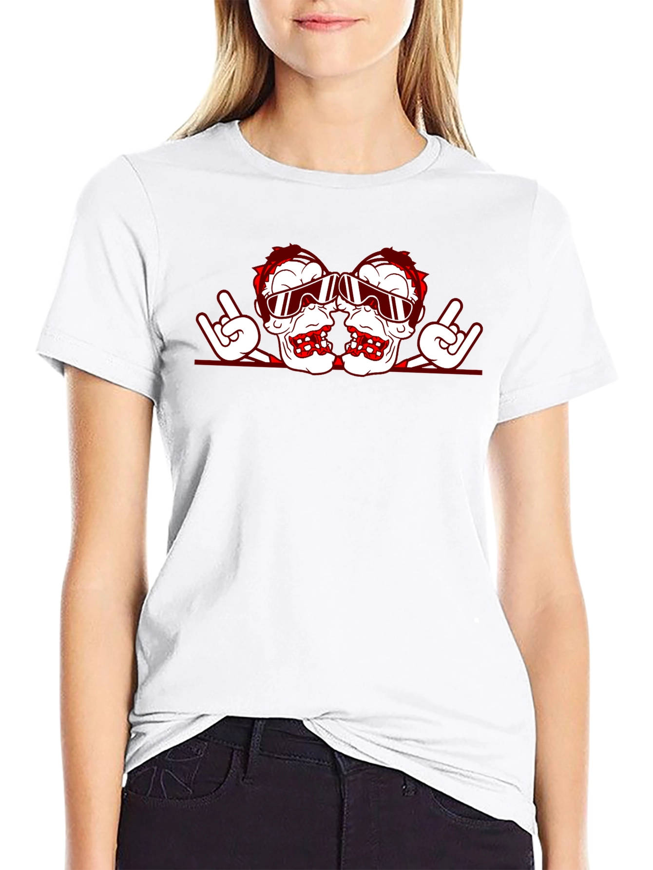 Rock On Ski Skull Graphic Tee