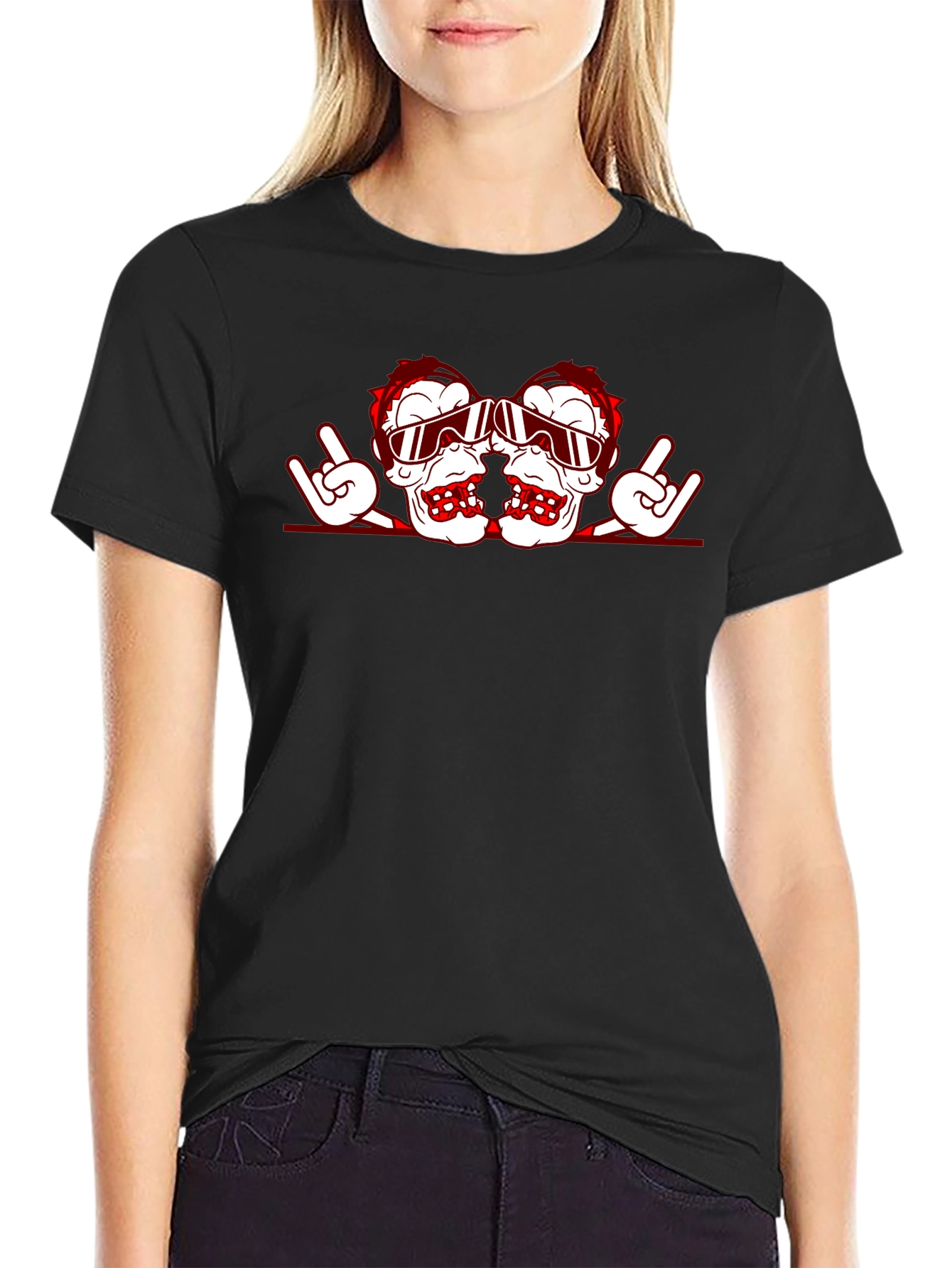 Rock On Ski Skull Graphic Tee