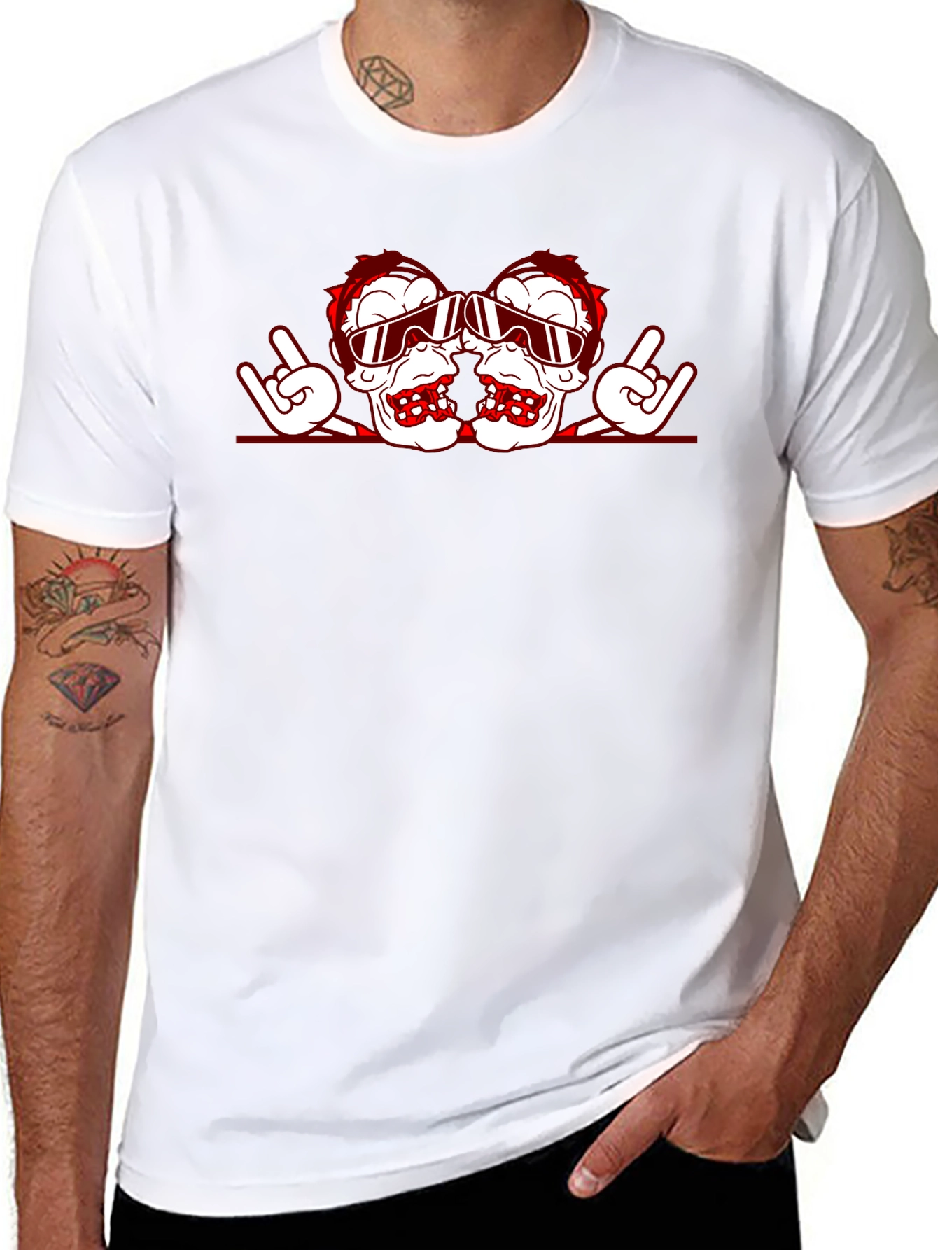 Rock On Ski Skull Graphic Tee