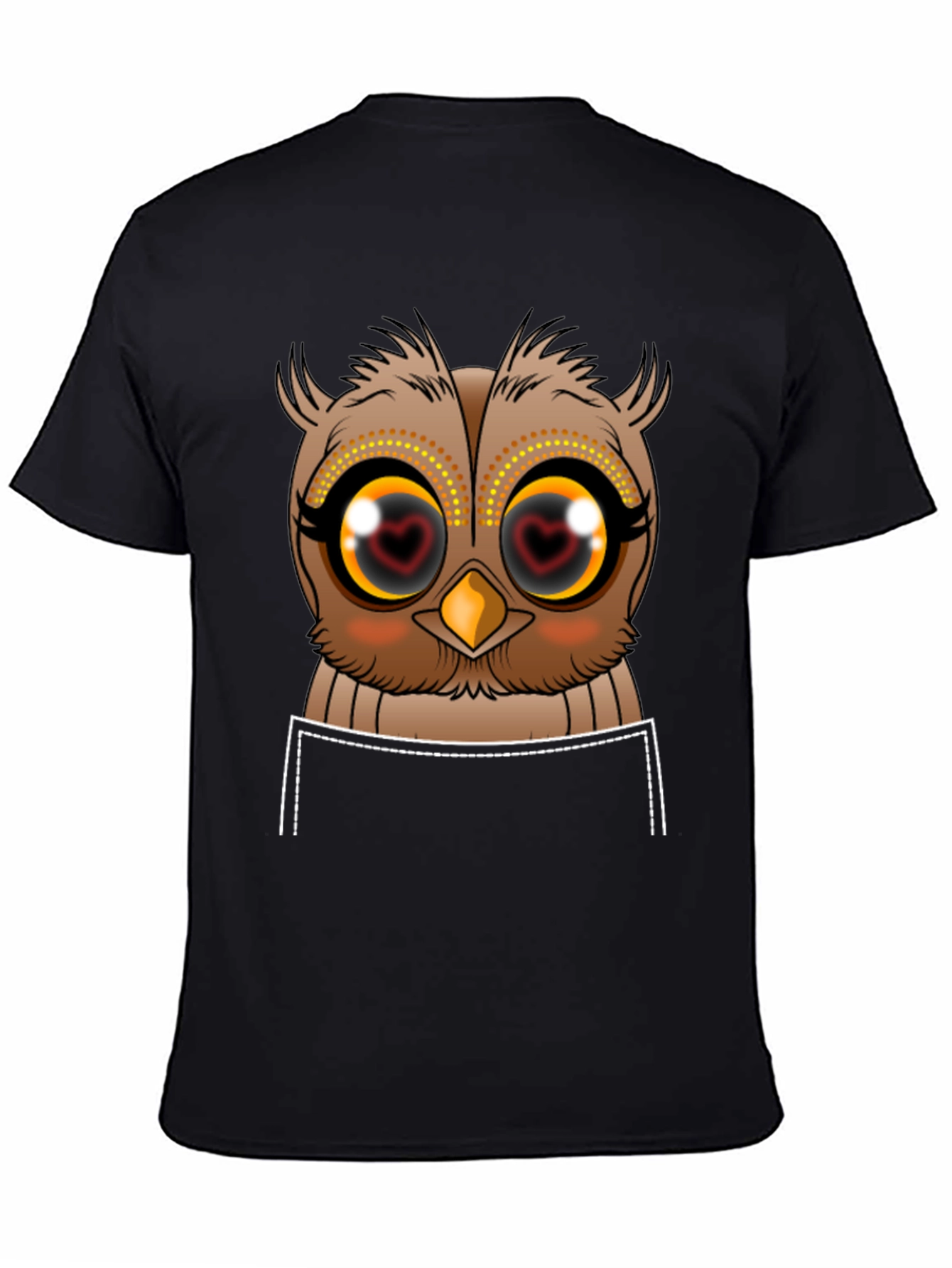 Owl Heart Eyes Graphic Tee - Black Cotton T-Shirt