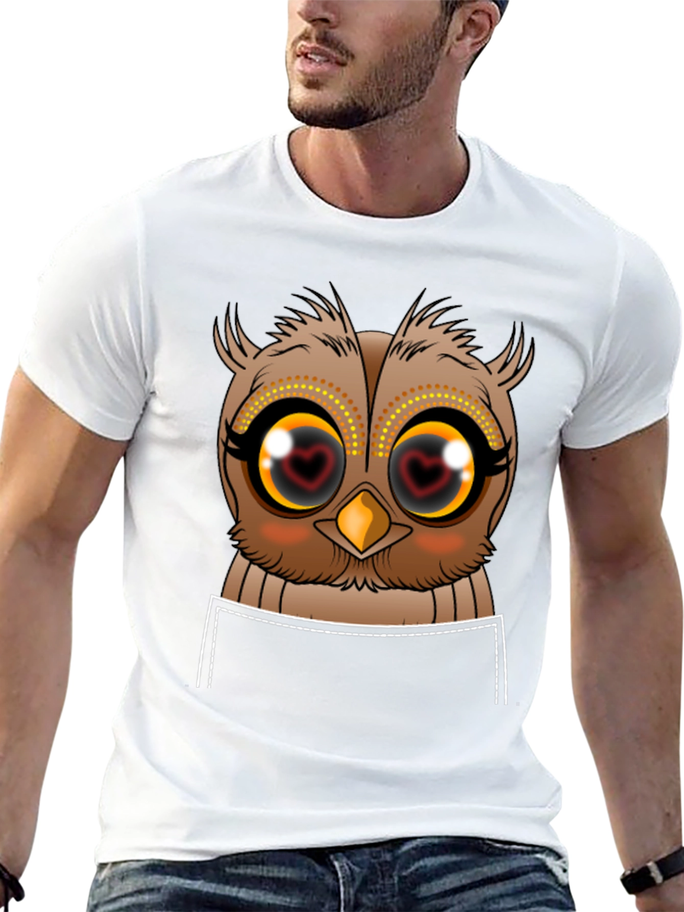 Owl Heart Eyes Graphic Tee - Black Cotton T-Shirt
