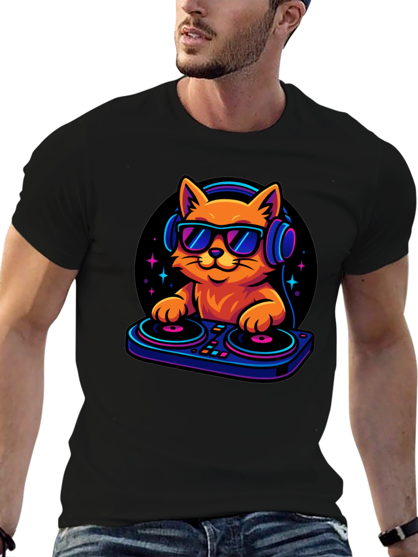DJ Cat T-Shirt - Cool Cat with Headphones!