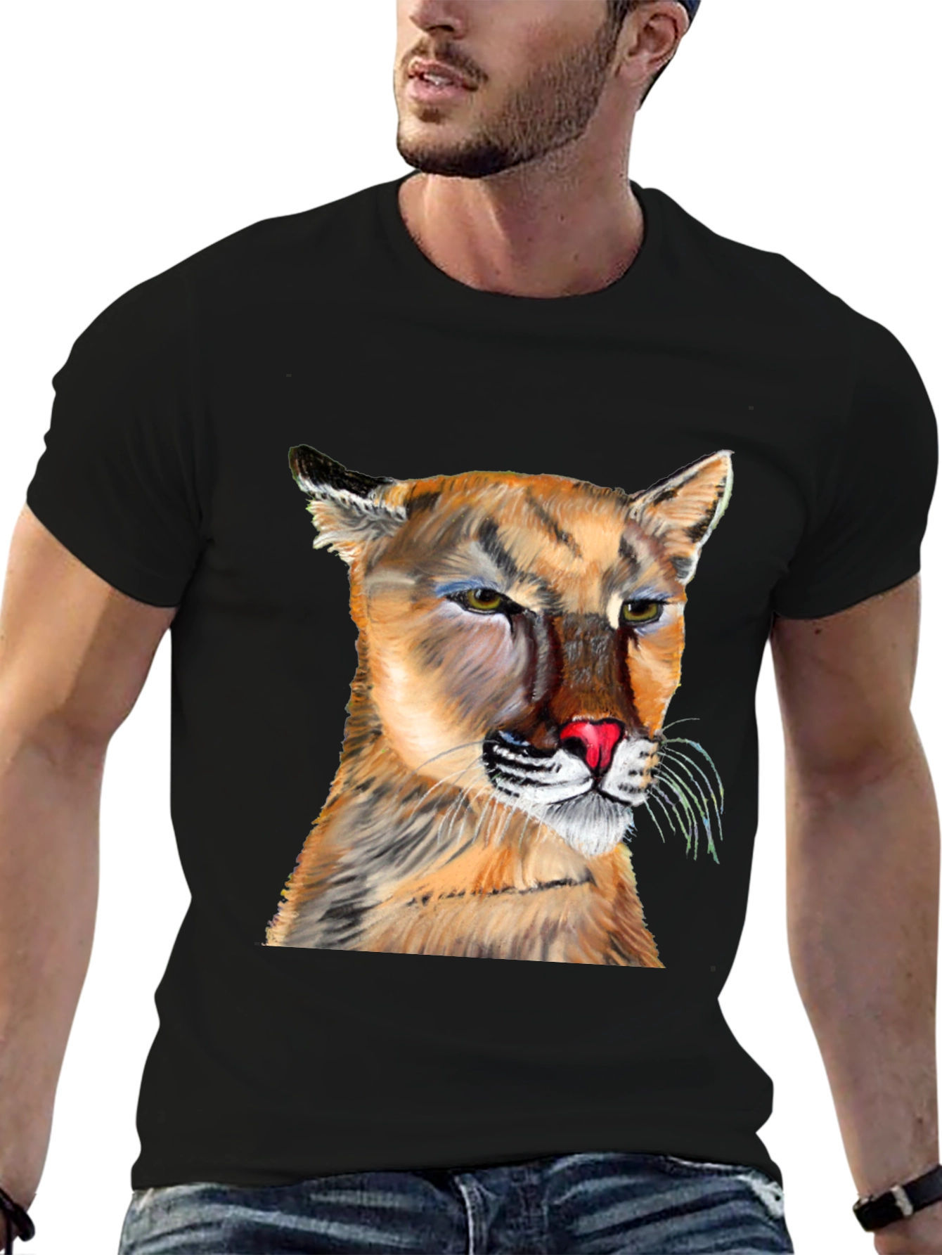 Cougar Graphic Tee - Black Crew Neck