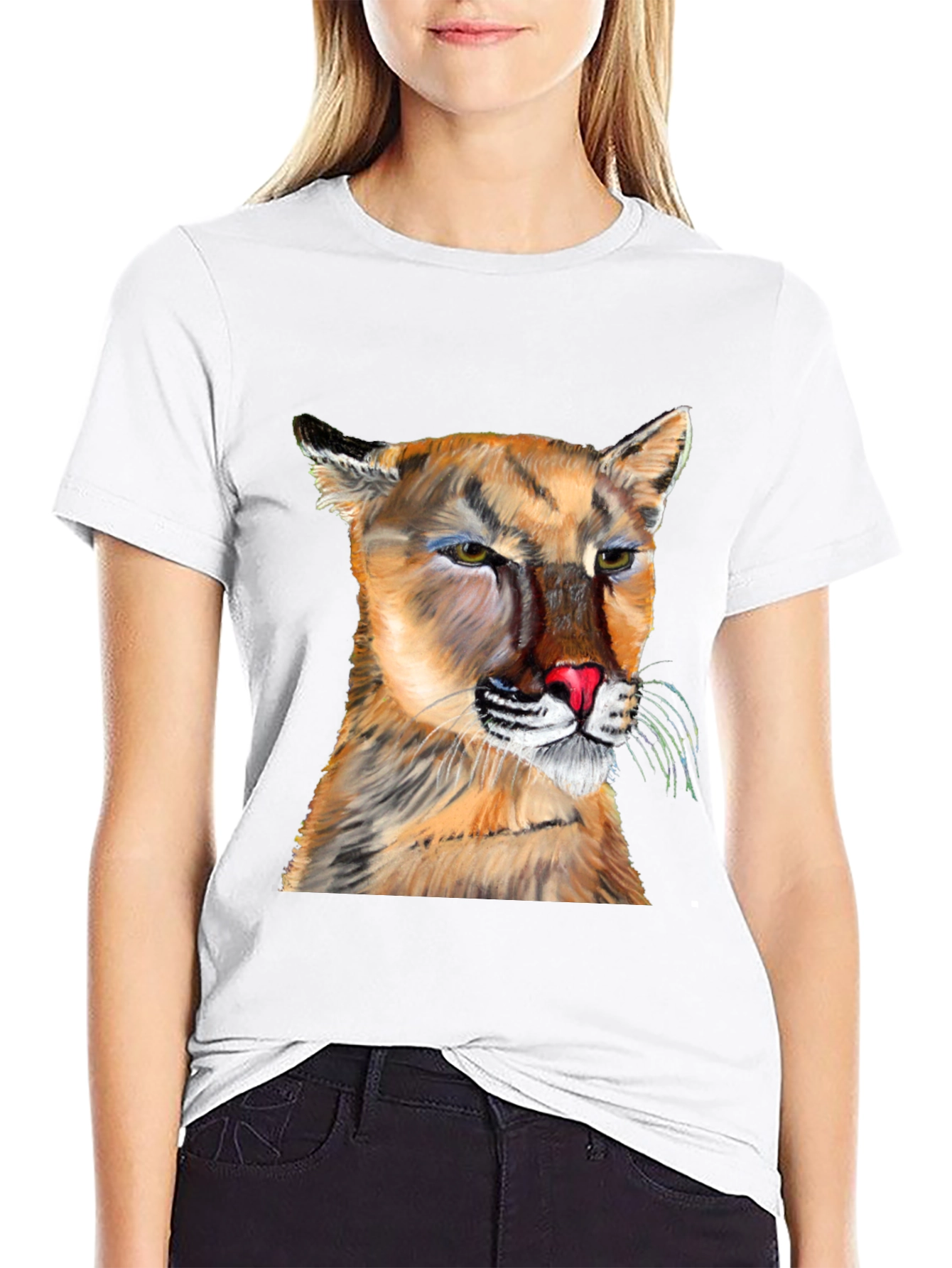 Cougar Graphic Tee - Black Crew Neck