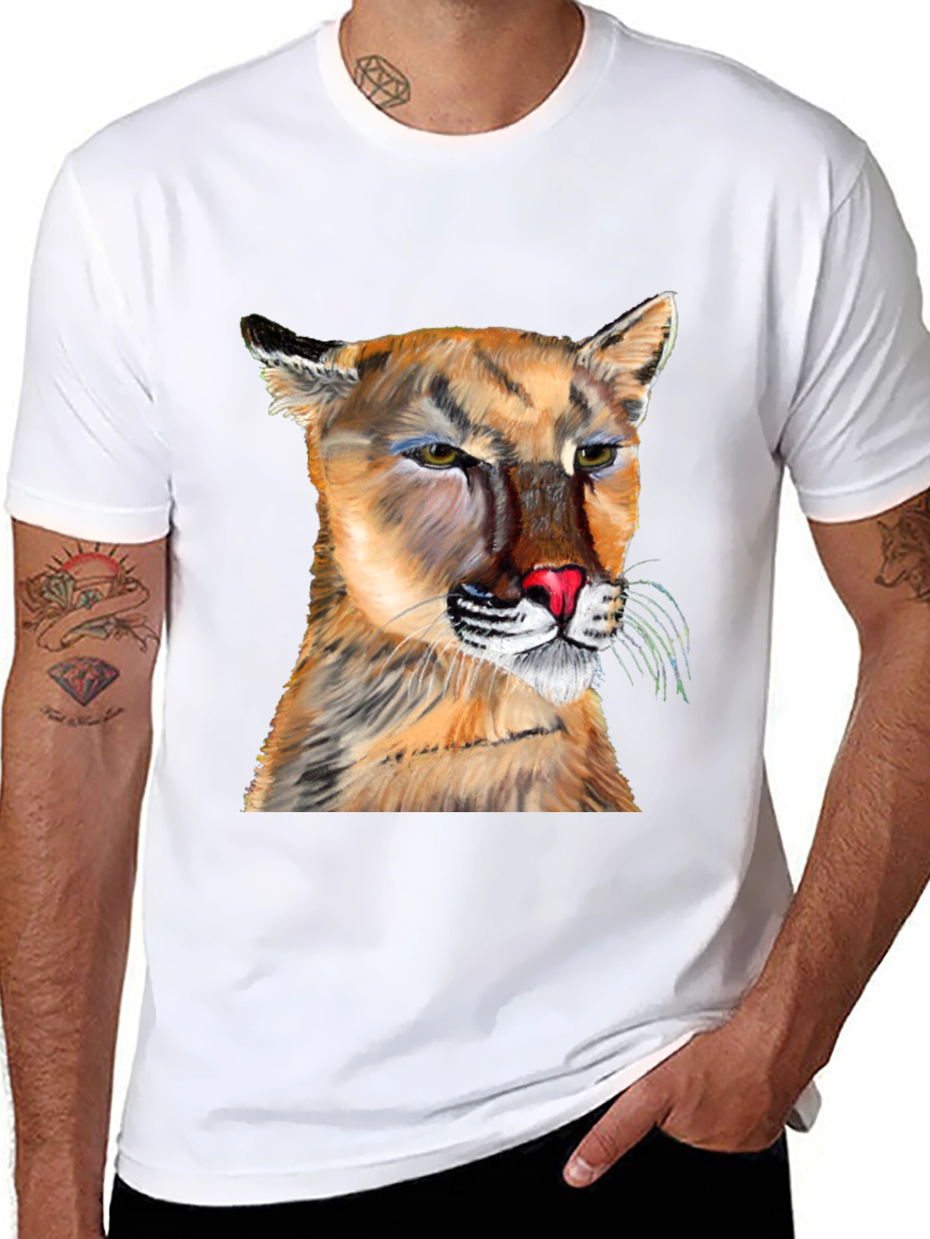 Cougar Graphic Tee - Black Crew Neck