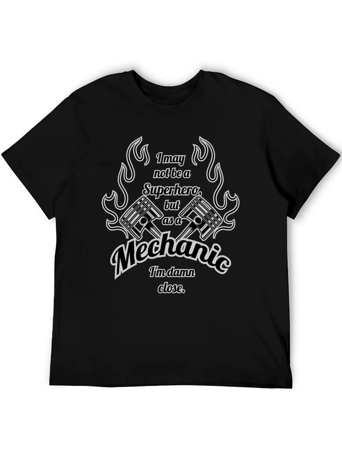 Mechanic Superhero Graphic T-Shirt - Black