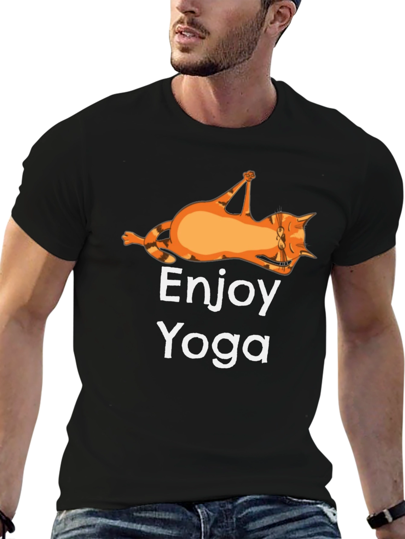 Enjoy Yoga Cat T-Shirt Funny Graphic Tee