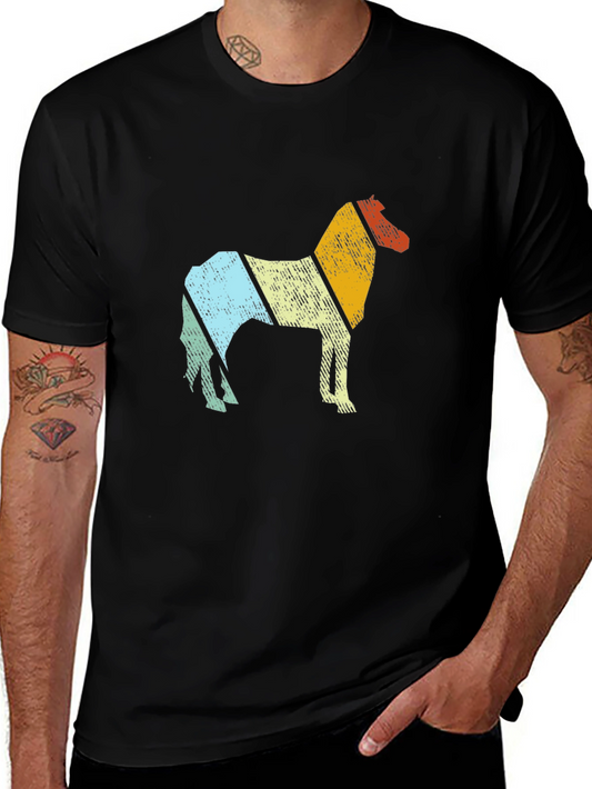 Retro Horse Graphic Tee - Comfort Fit Black T-Shirt