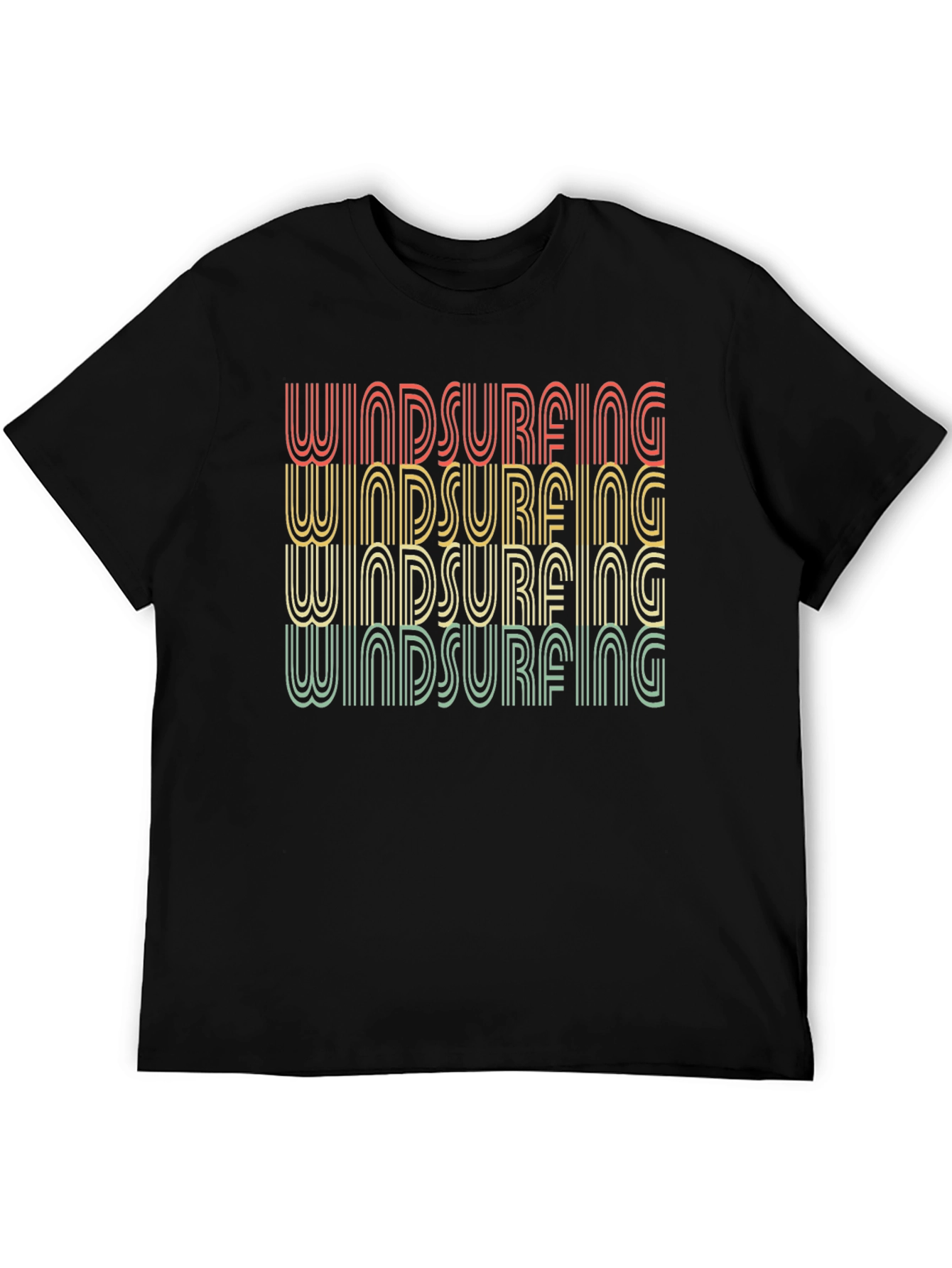 Retro Windsurfing T-Shirt - Black