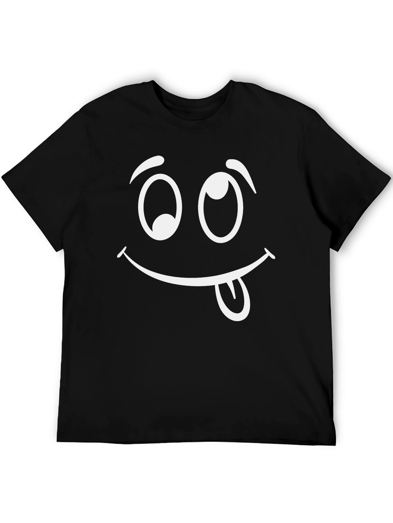 Funny Face Graphic Tee - Black Cotton T-Shirt