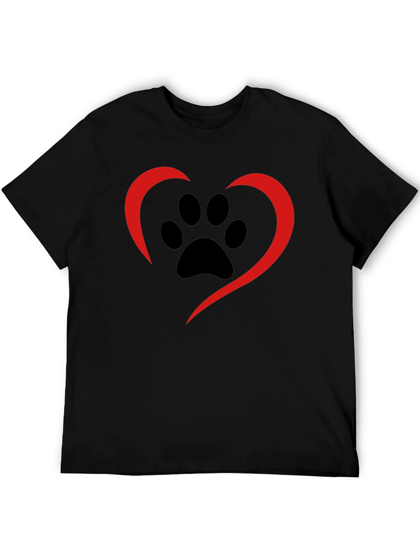 Paw Print Heart Tee - Black Casual Shirt