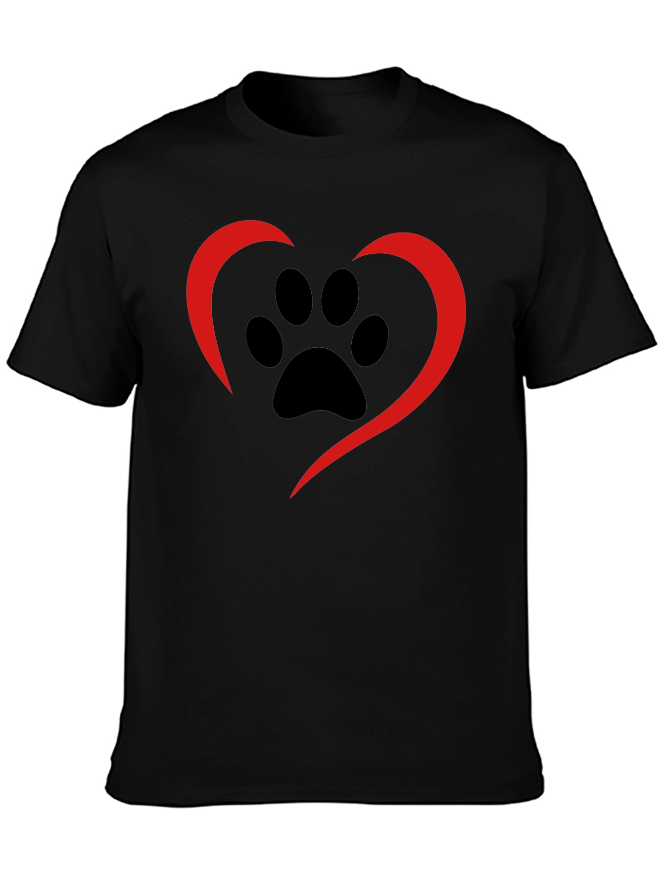 Paw Print Heart Tee - Black Casual Shirt