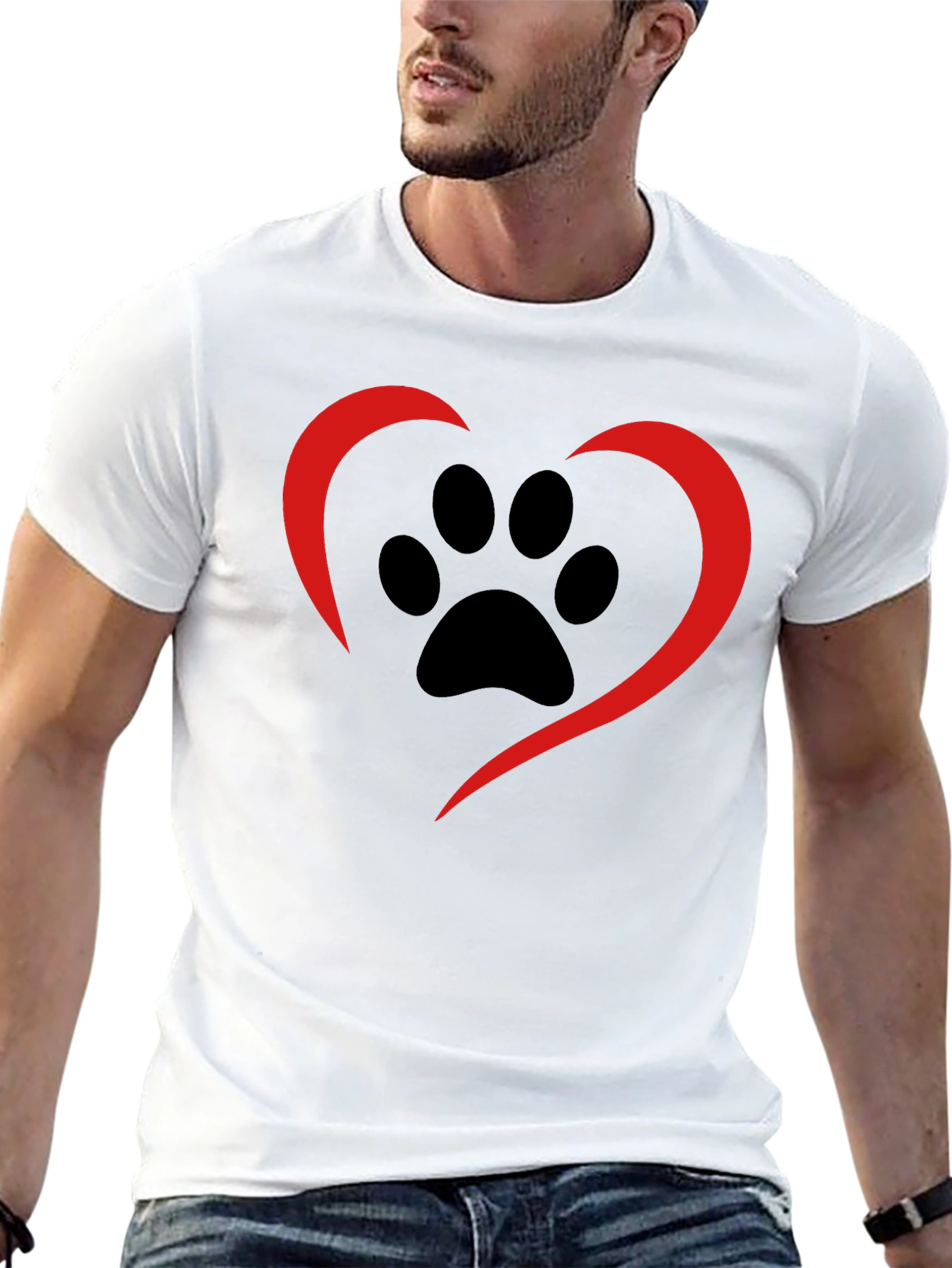 Paw Print Heart Tee - Black Casual Shirt