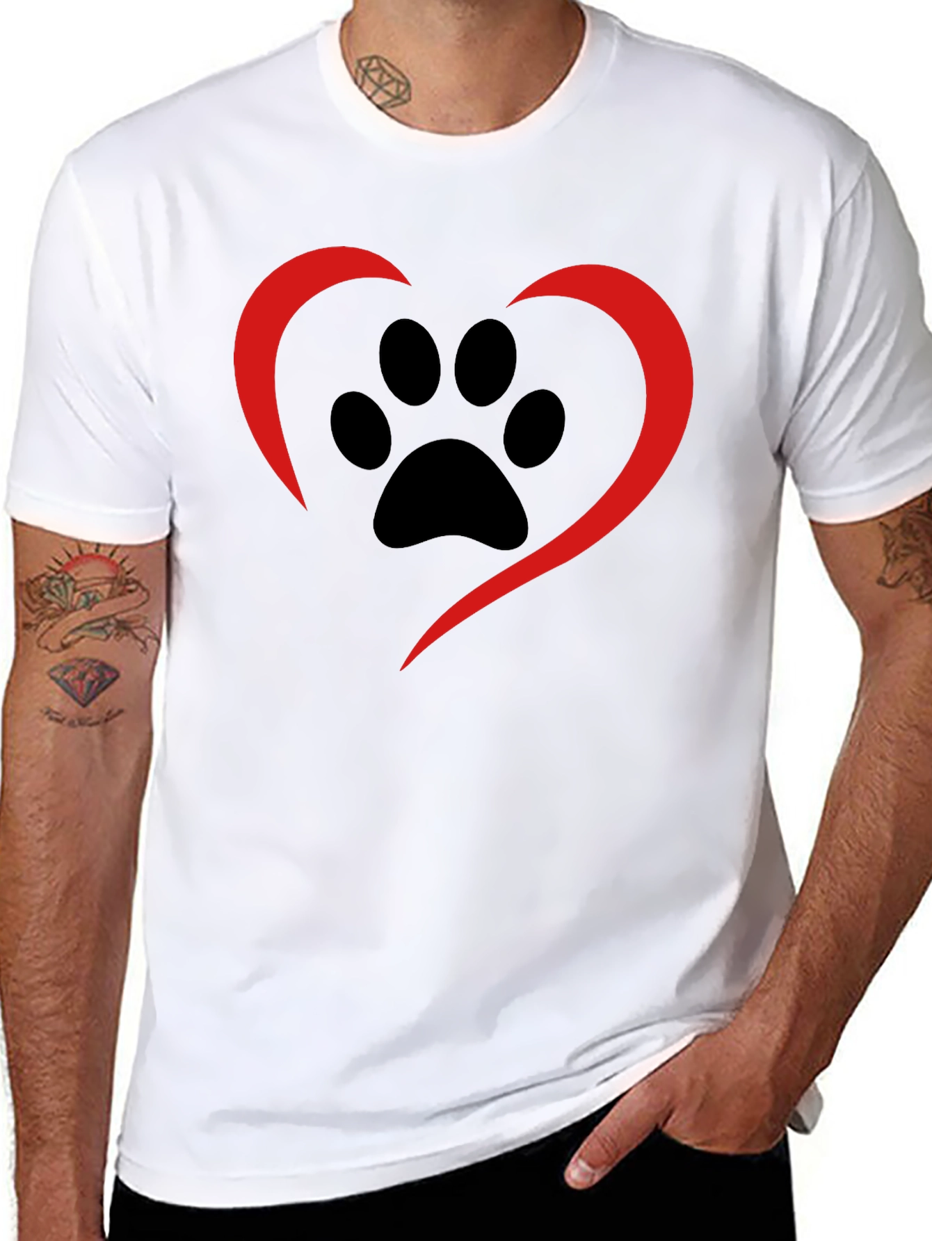 Paw Print Heart Tee - Black Casual Shirt