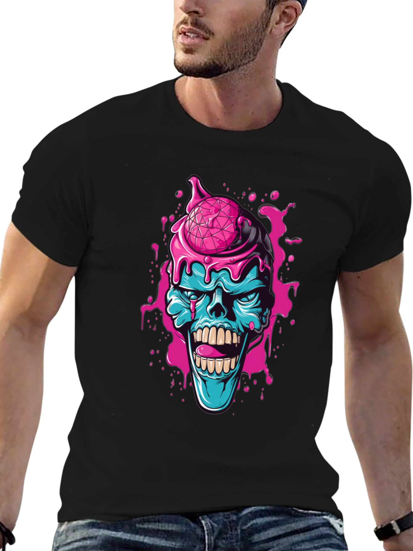 Zombie Ice Cream Skull Graphic Tee