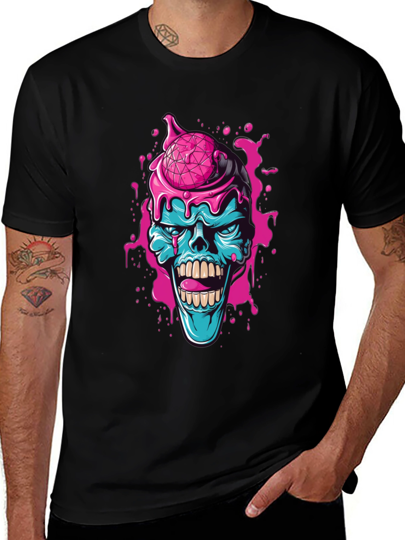 Zombie Ice Cream Skull Graphic Tee