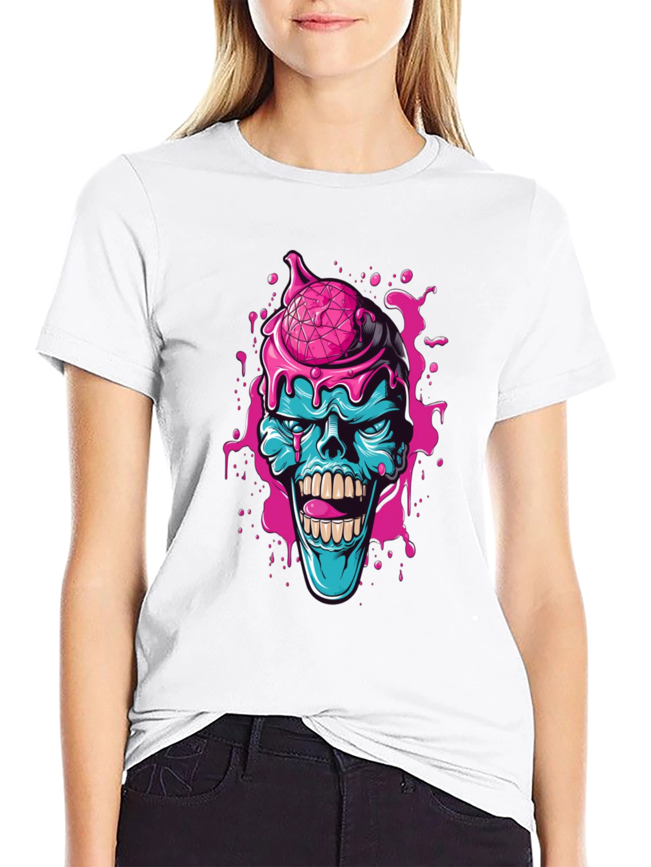Zombie Ice Cream Skull Graphic Tee